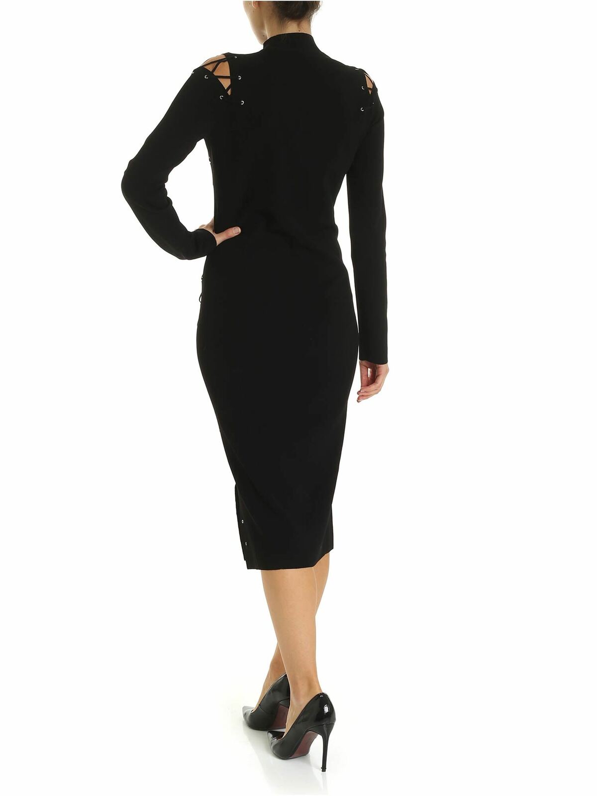 Long dress in black with shoulder cut-out 550434RNK201000 (McQ / ワンピース・ドレス・オールインワン ) | McQ (マックキュー)(2)