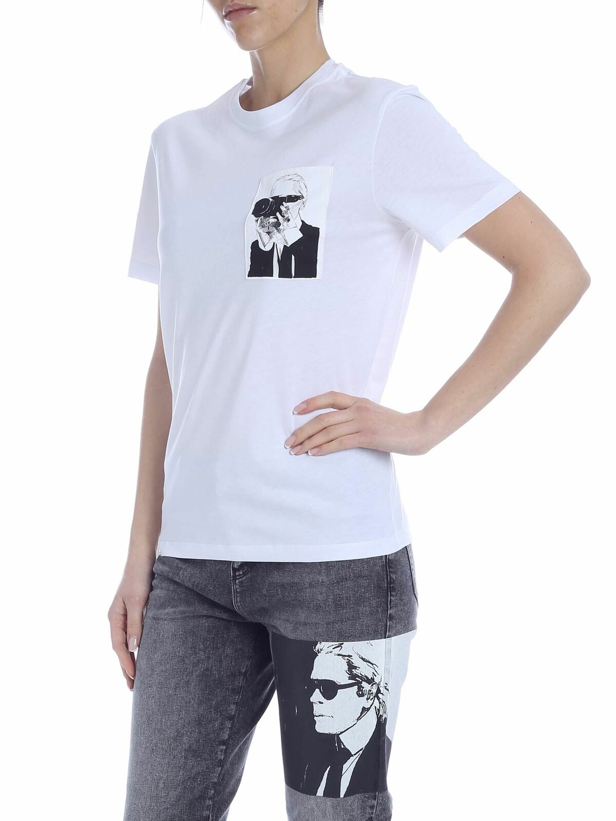 Karl Legend Pocket T-shirt in white 200W1793100 (KARL LAGERFELD / Tシャツ・カットソー ) | KARL LAGERFELD (カール・ラガーフェルド)(1)