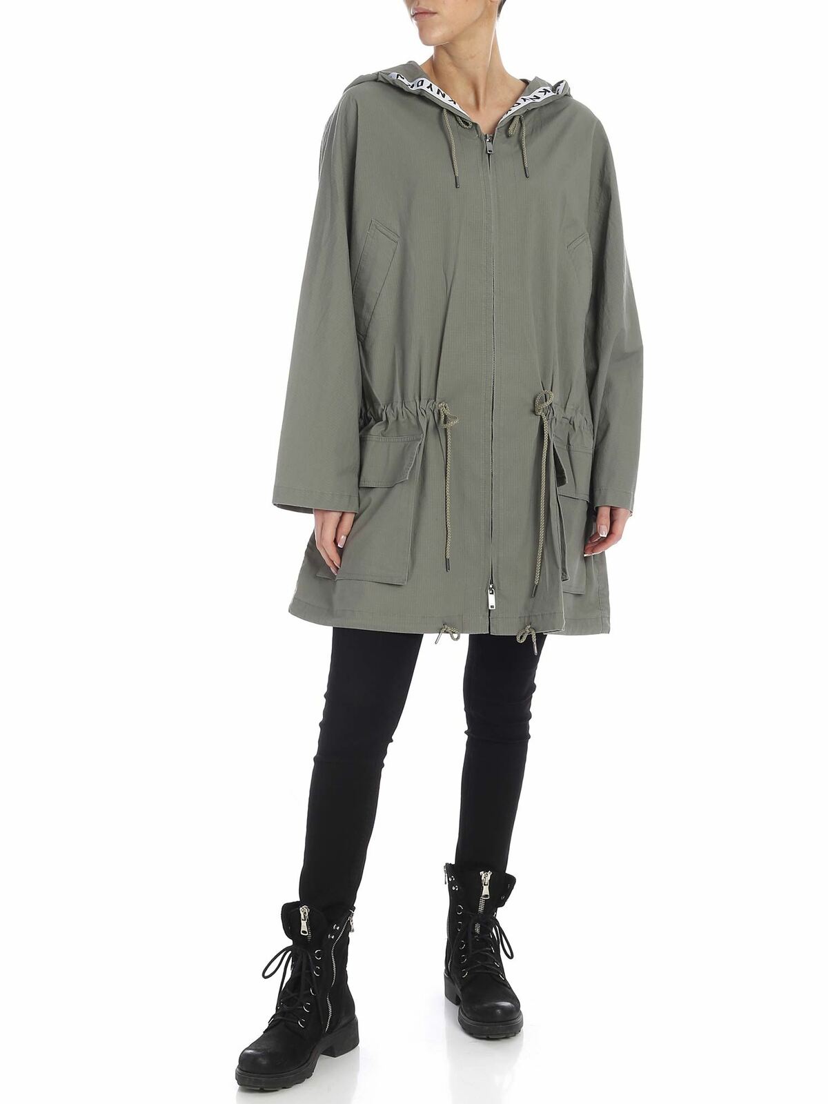 Oversize overcoat in sage green P9JJ0DQLSAG (DKNY / コート ) | DKNY (ディーケーエヌワイ)