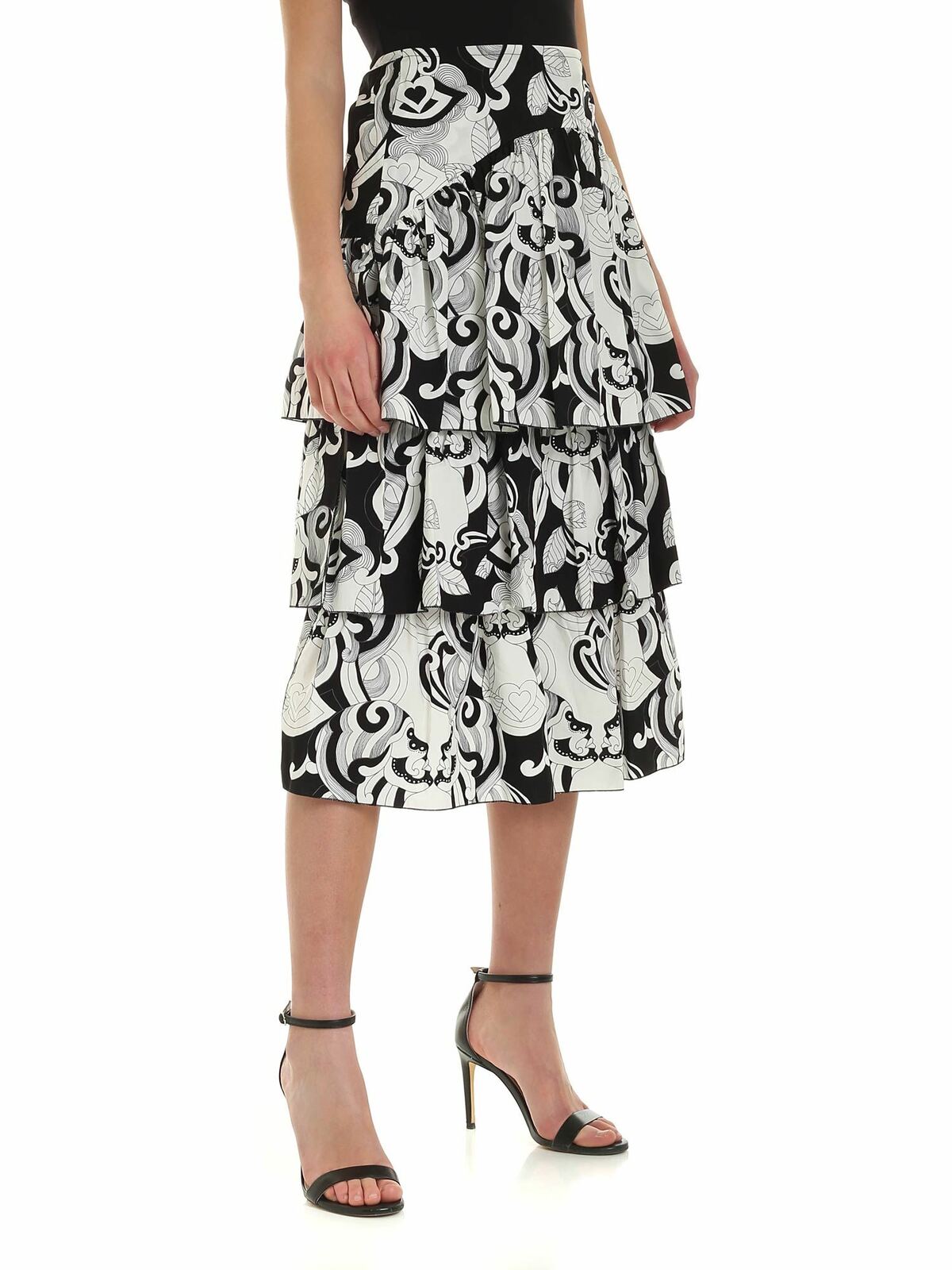 Ruffles skirt in black and white CHS20SJU10034905 (See By Chloé / スカート ) | See By Chloé (シーバイクロエ)(1)