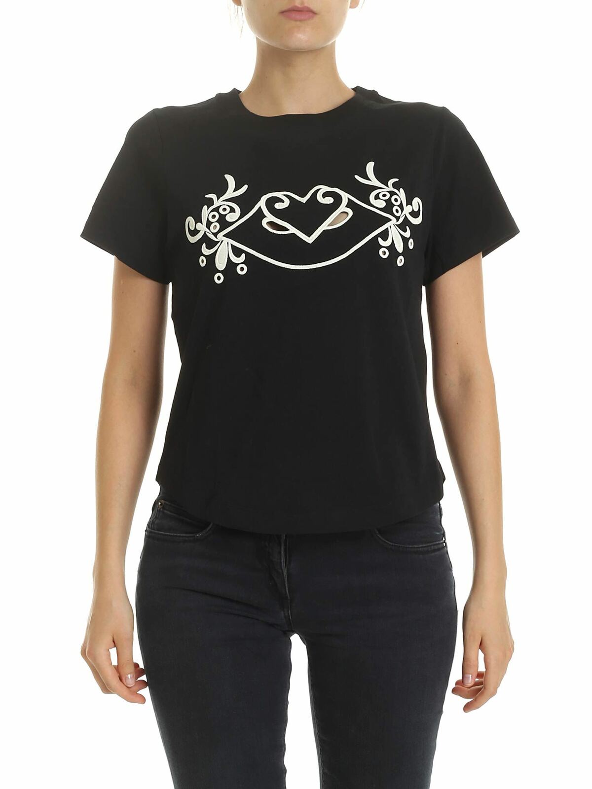 Black T-shirt with front embroidery CHS19AJH22112001 (See By Chloé / Tシャツ・カットソー ) | See By Chloé (シーバイクロエ)