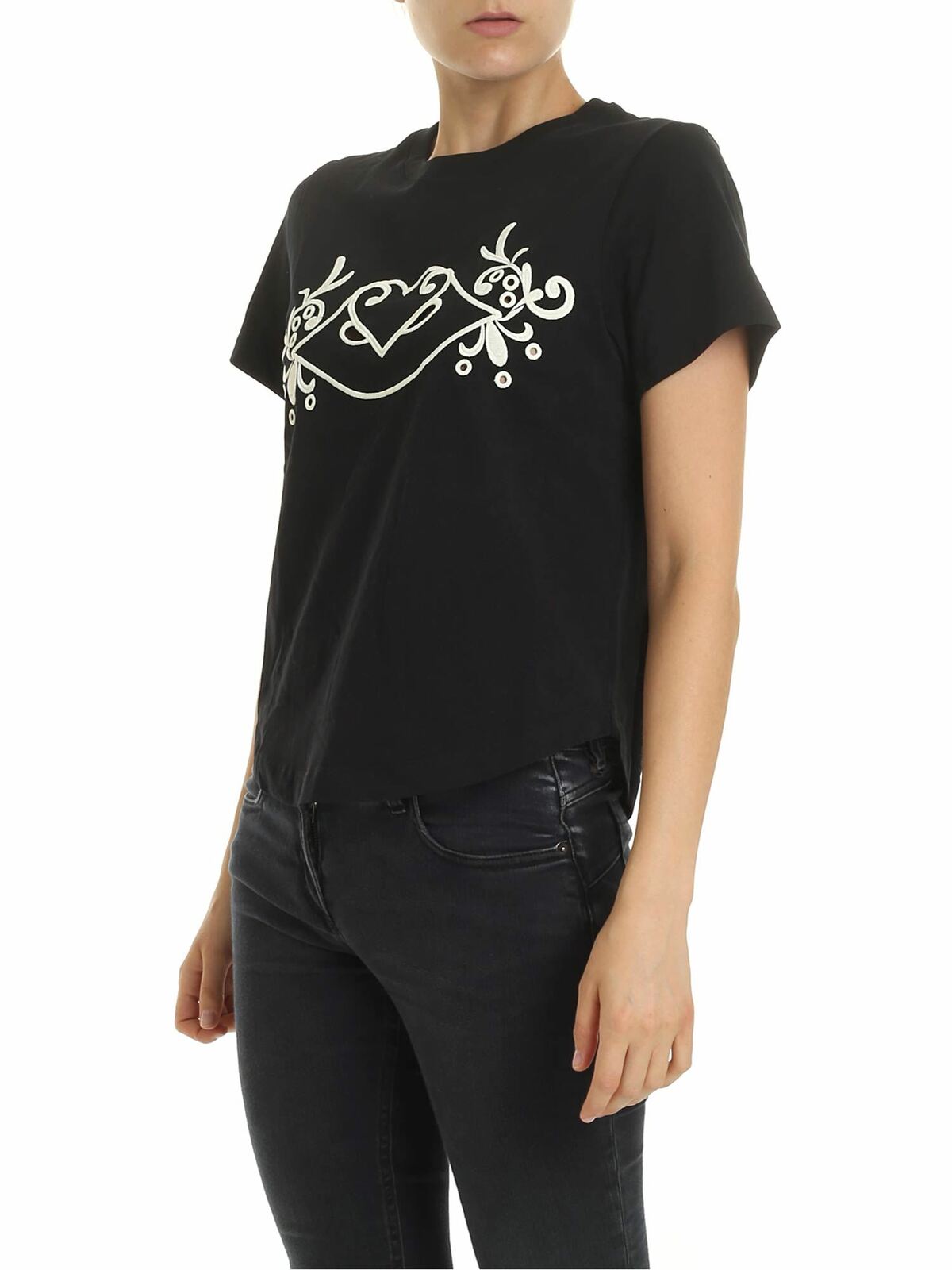 Black T-shirt with front embroidery CHS19AJH22112001 (See By Chloé / Tシャツ・カットソー ) | See By Chloé (シーバイクロエ)(1)