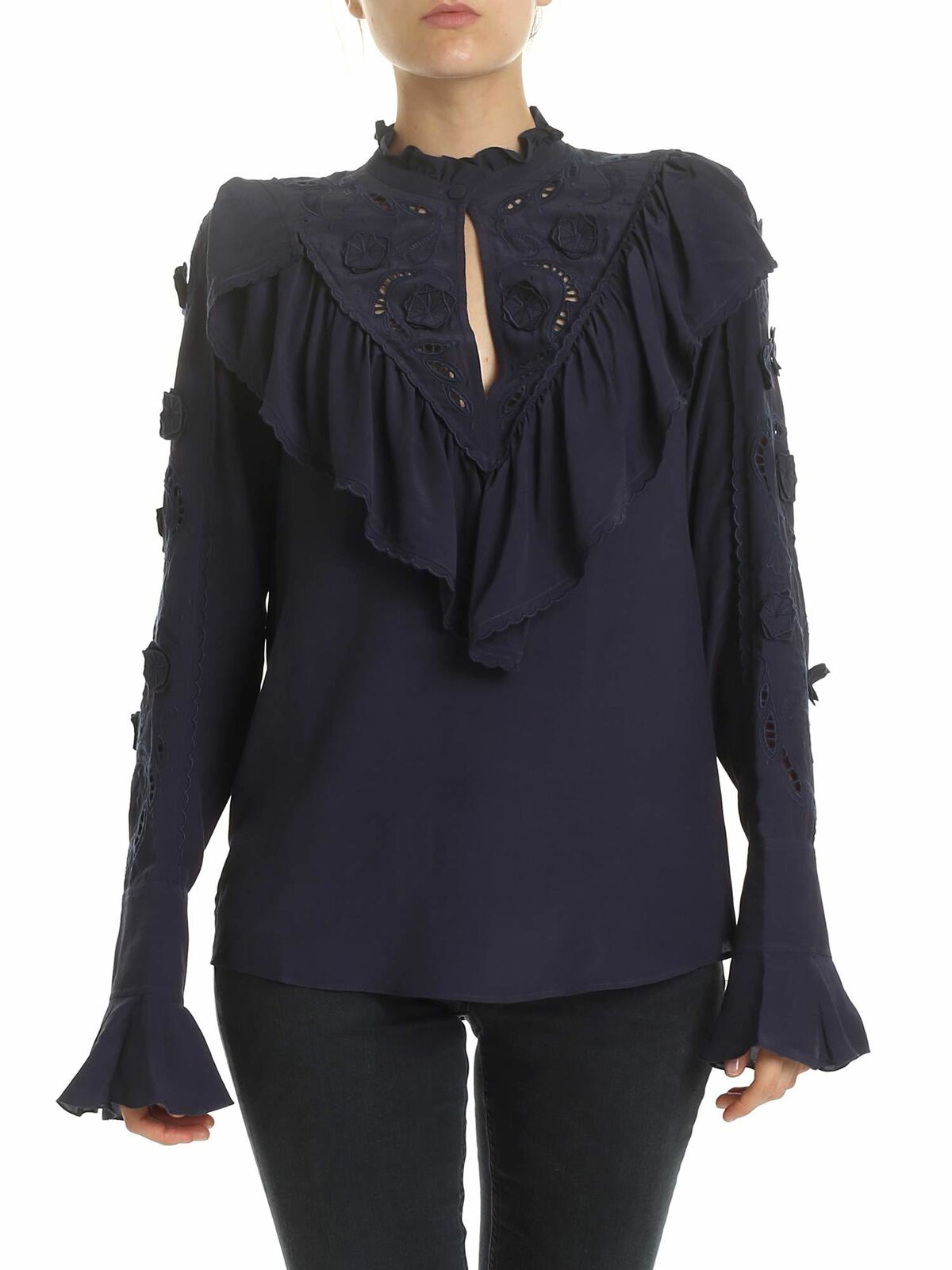 Ink Navy blouse with embroidery CHS19AHT120384C3 (See By Chloé / シャツ・ブラウス ) | See By Chloé (シーバイクロエ)
