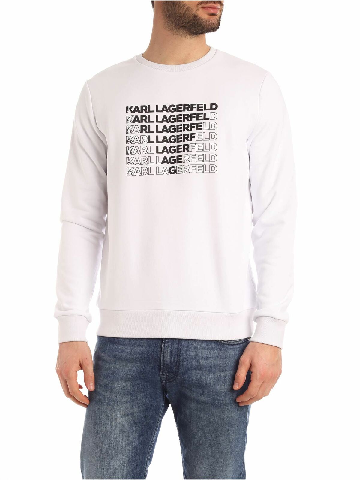 Karl Triangle logo sweatshirt in white 70501850190010 (KARL LAGERFELD / スウェット・フーディー ) | KARL LAGERFELD (カール・ラガーフェルド)
