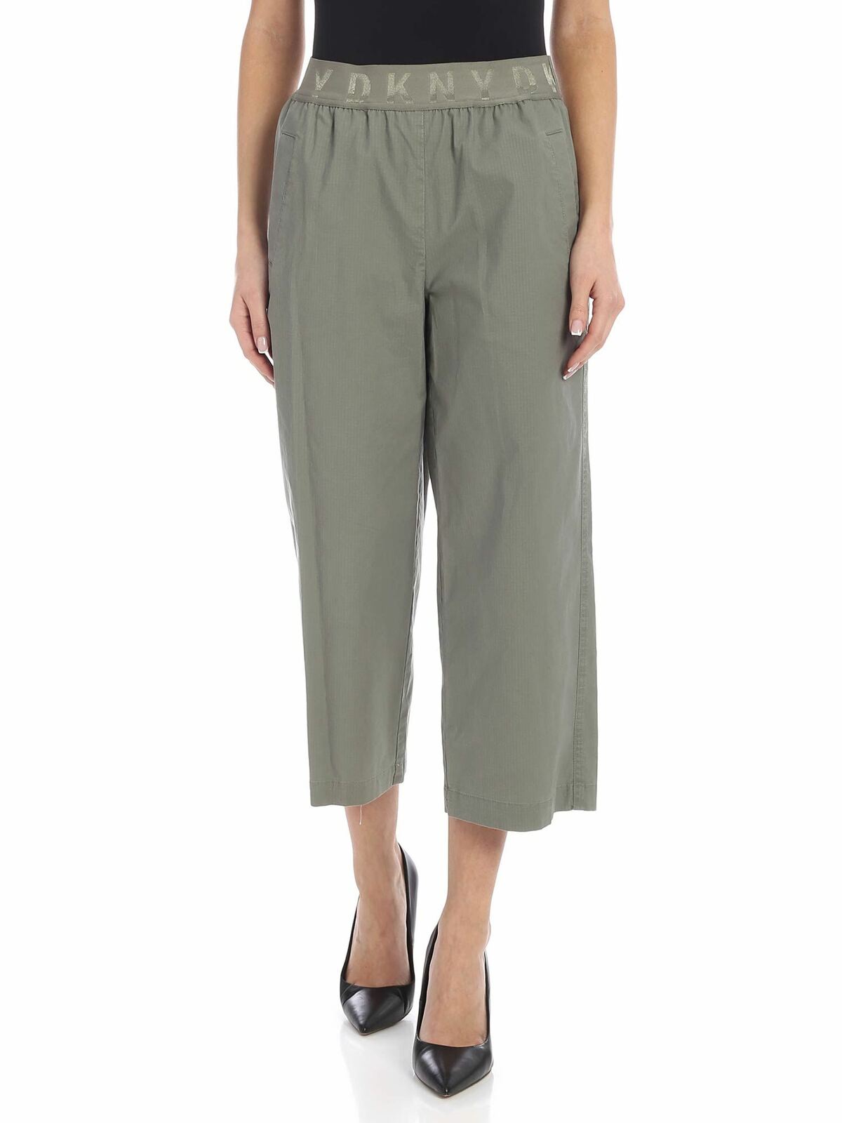 Branded elastic pants in sage green P9JK0DQOSAG (DKNY / パンツ ) | DKNY (ディーケーエヌワイ)