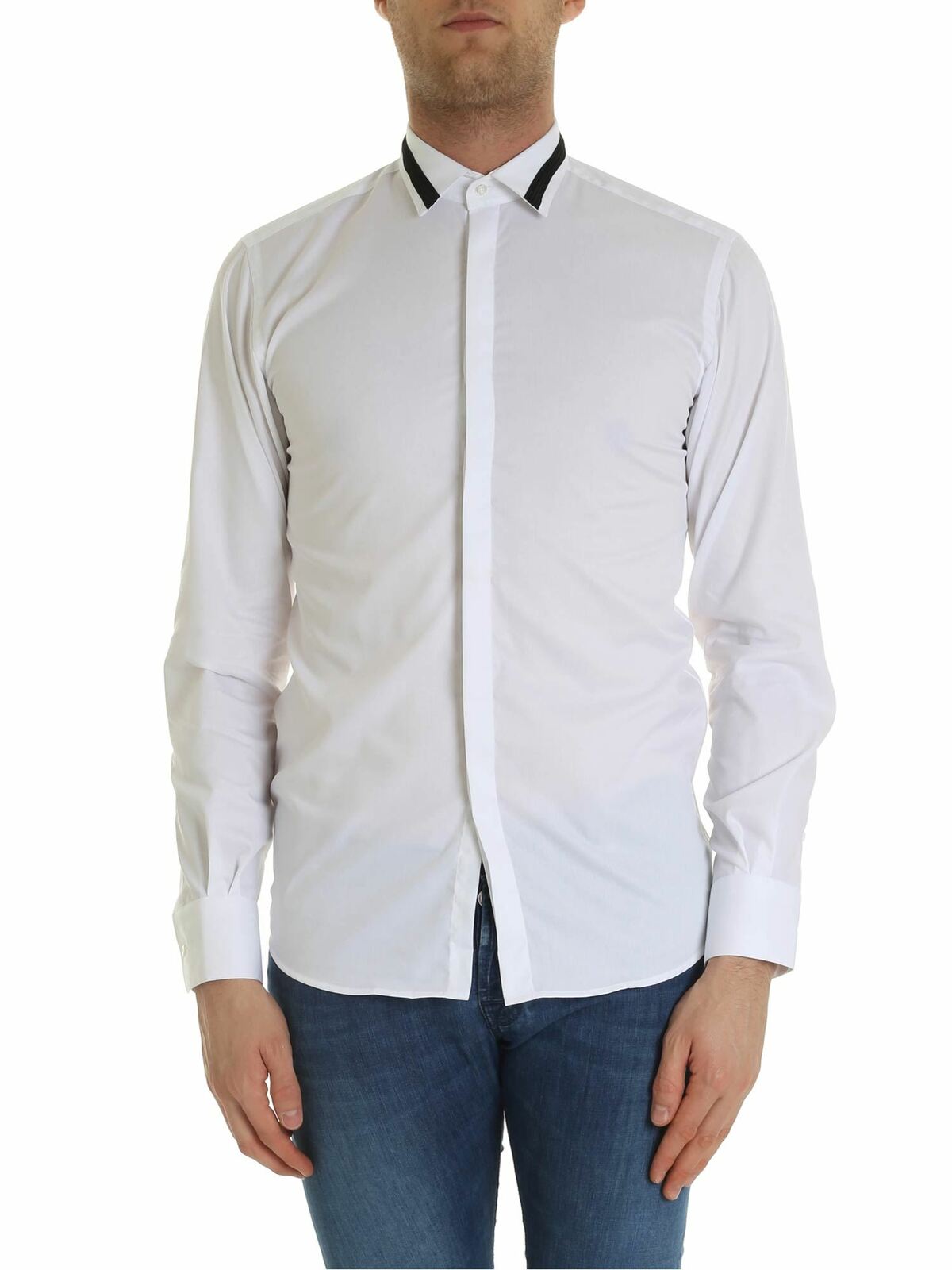 White shirt with black insert 605113592699103 (KARL LAGERFELD / シャツ・ブラウス ) | KARL LAGERFELD (カール・ラガーフェルド)