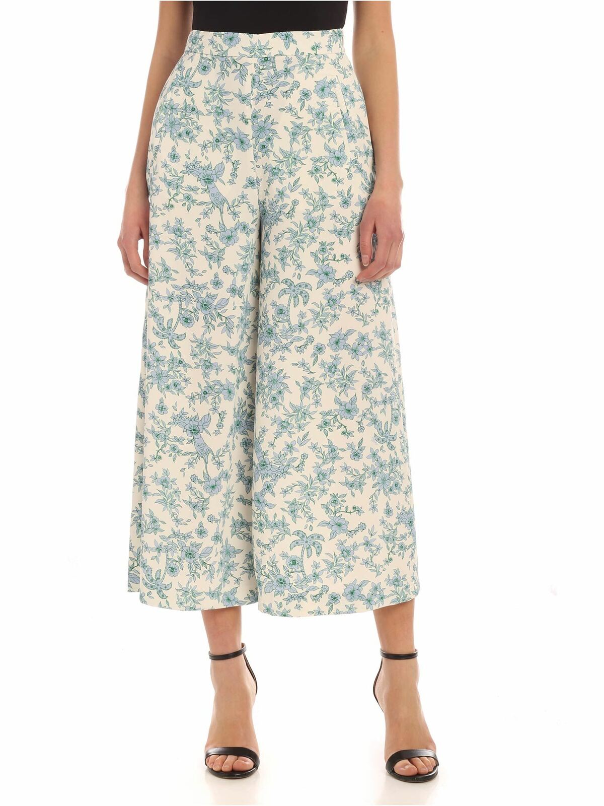 Floral print palazzo pants in white 20EV2M0B0525310SAX1 (VIVETTA / パンツ ) | VIVETTA (ヴィヴェッタ)