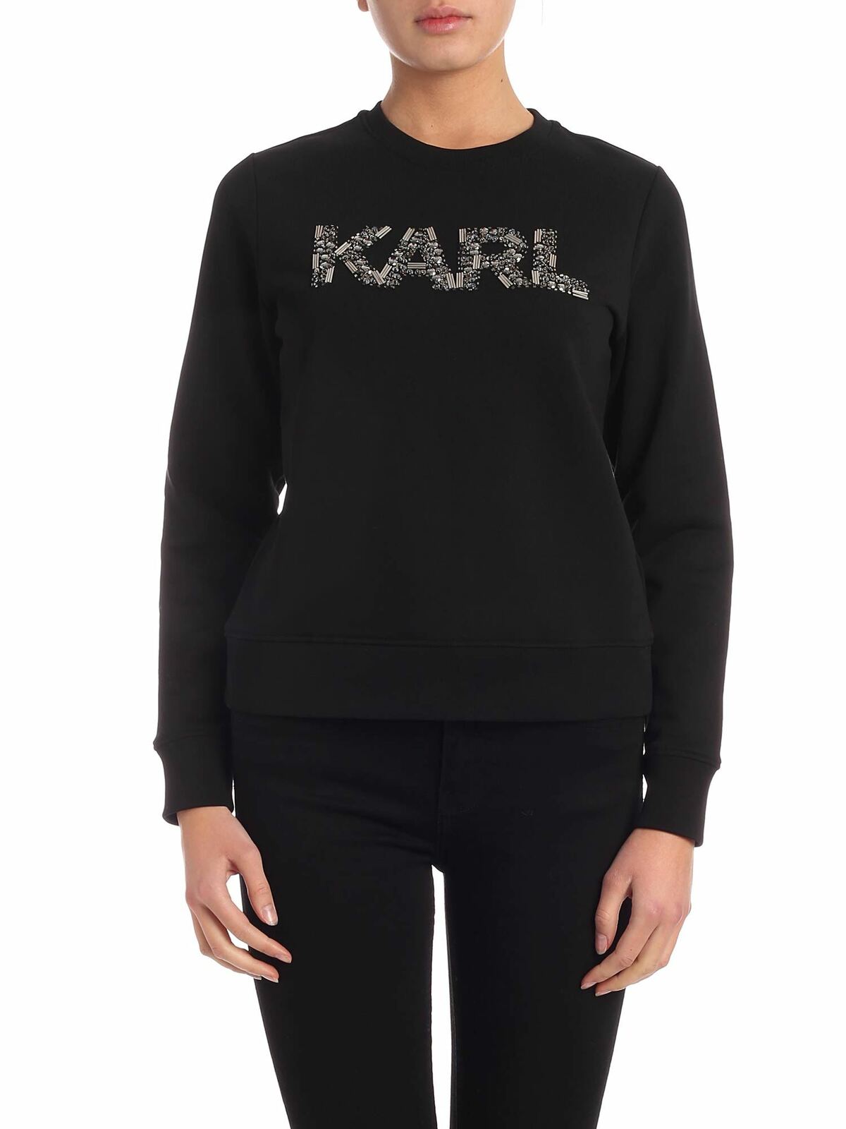 Karl Oui crewneck sweatshirt in black 96KW1828999 (KARL LAGERFELD / スウェット・フーディー ) | KARL LAGERFELD (カール・ラガーフェルド)