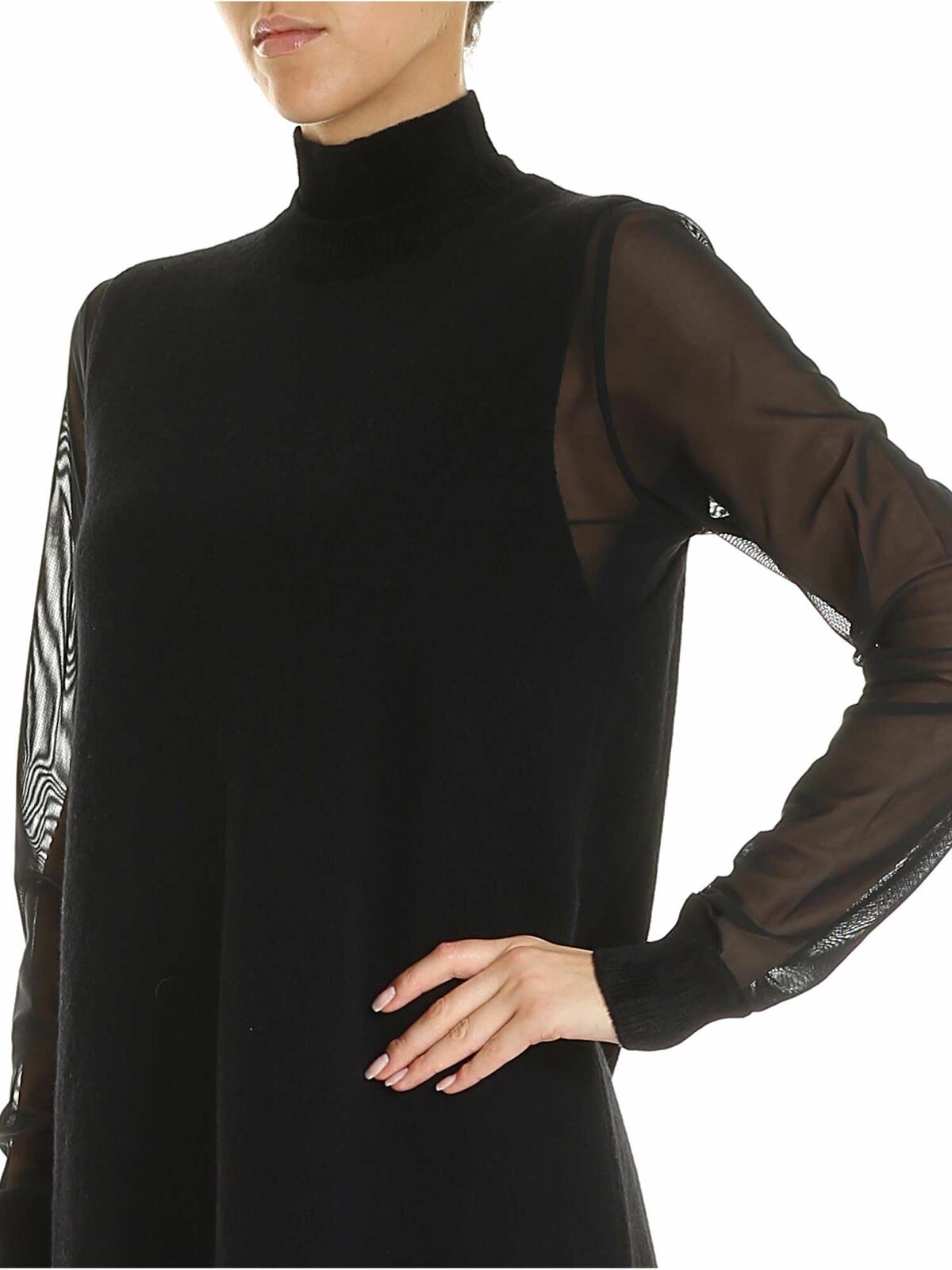 Knitted and tulle dress in black 558917RNK151000 (McQ / ワンピース・ドレス・オールインワン ) | McQ (マックキュー)(3)