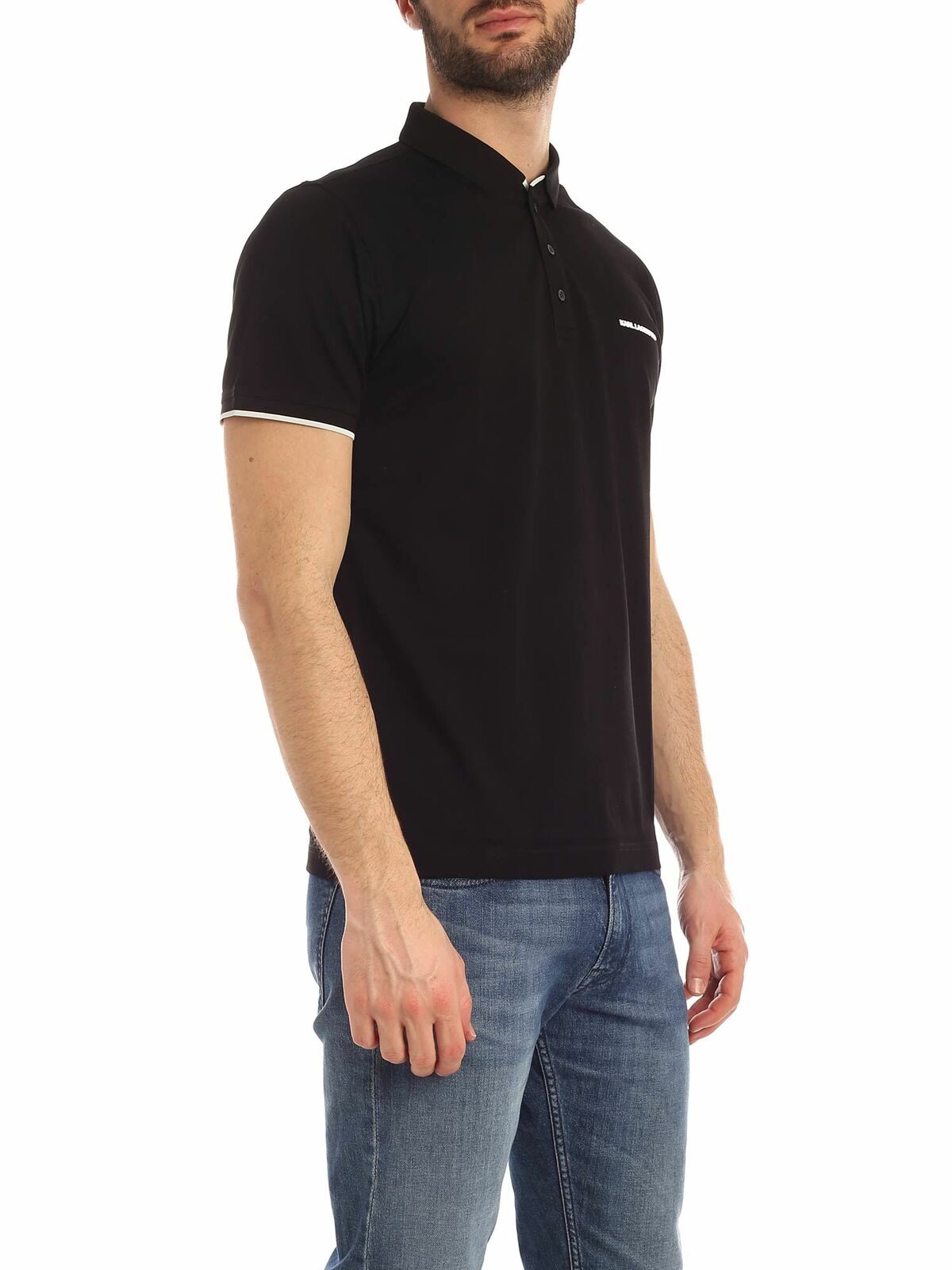 White logo polo shirt in black 755005501201990 (KARL LAGERFELD / ポロシャツ ) | KARL LAGERFELD (カール・ラガーフェルド)(1)