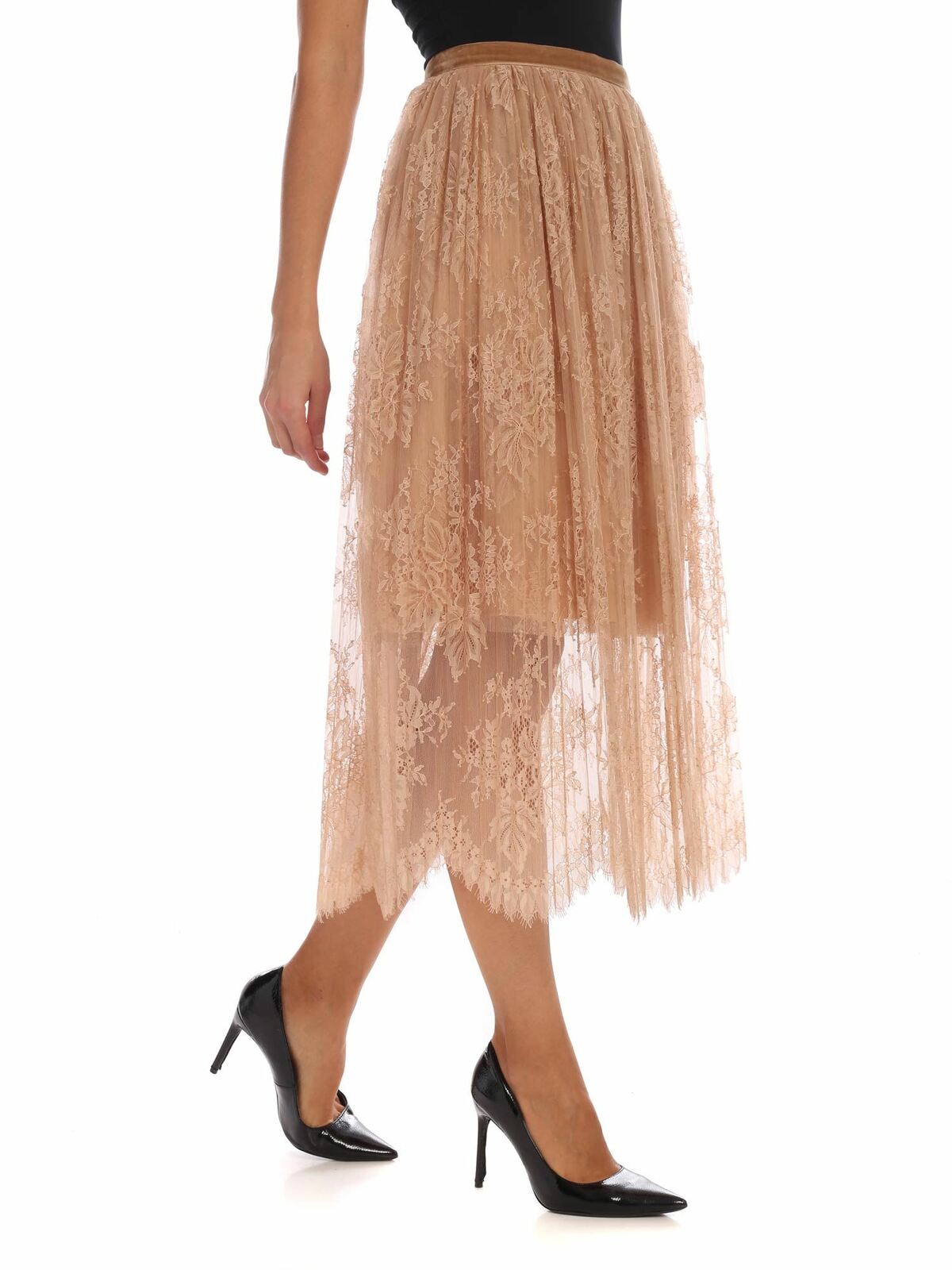 Midi-skirt in nude colored rebrodé lace 19IV2S0C10152984201 (VIVETTA / スカート ) | VIVETTA (ヴィヴェッタ)(1)