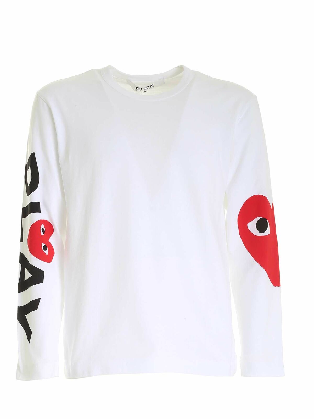 Logo long sleeves T-shirt in white AZT2580511 (PLAY Comme Des Garçons / Tシャツ・カットソー ) | PLAY Comme Des Garçons (プレイ コムデギャルソン)
