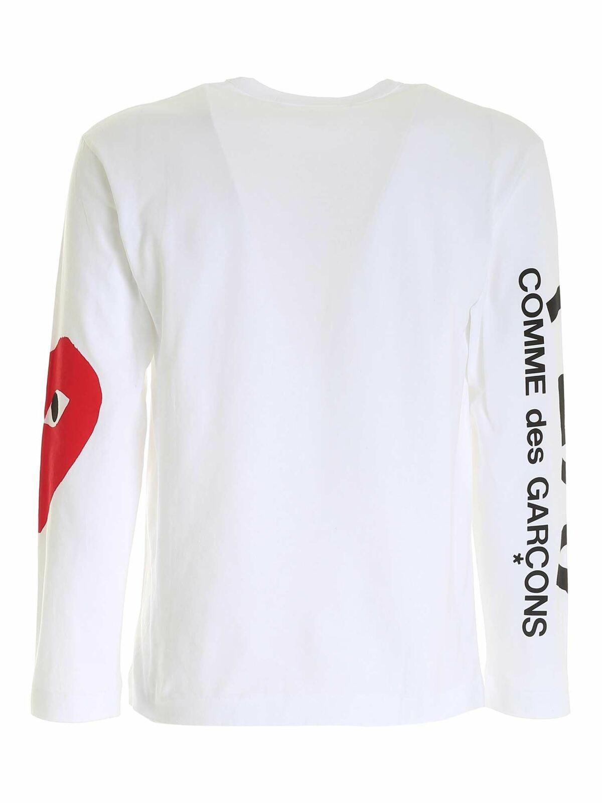 Logo long sleeves T-shirt in white AZT2580511 (PLAY Comme Des Garçons / Tシャツ・カットソー ) | PLAY Comme Des Garçons (プレイ コムデギャルソン)(1)