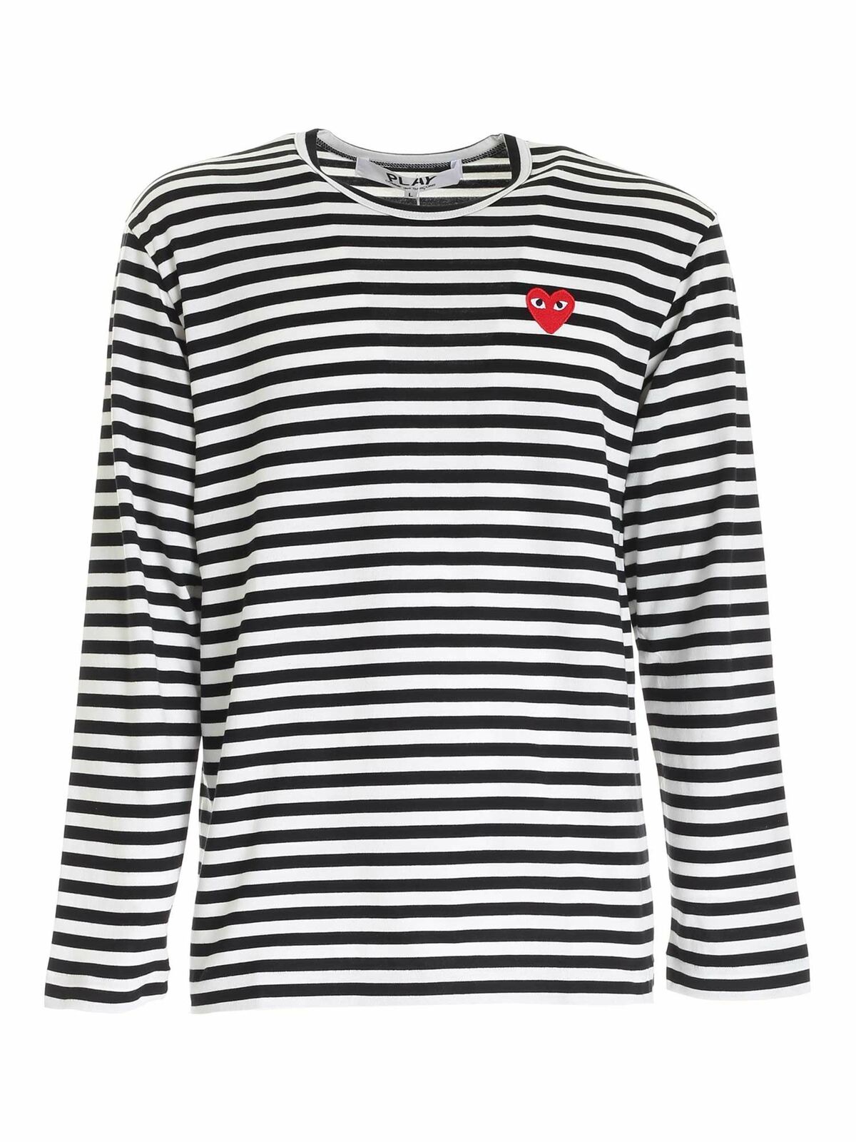 Striped long sleeves T-shirt in white AZT1640511 (PLAY Comme Des Garçons / Tシャツ・カットソー ) | PLAY Comme Des Garçons (プレイ コムデギャルソン)