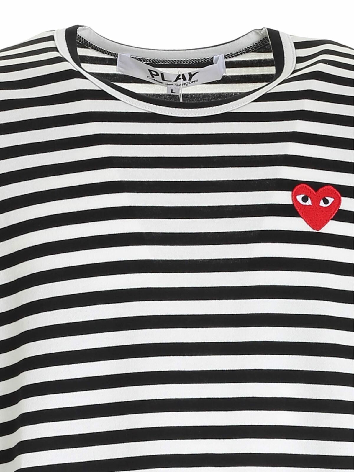 Striped long sleeves T-shirt in white AZT1640511 (PLAY Comme Des Garçons / Tシャツ・カットソー ) | PLAY Comme Des Garçons (プレイ コムデギャルソン)(2)