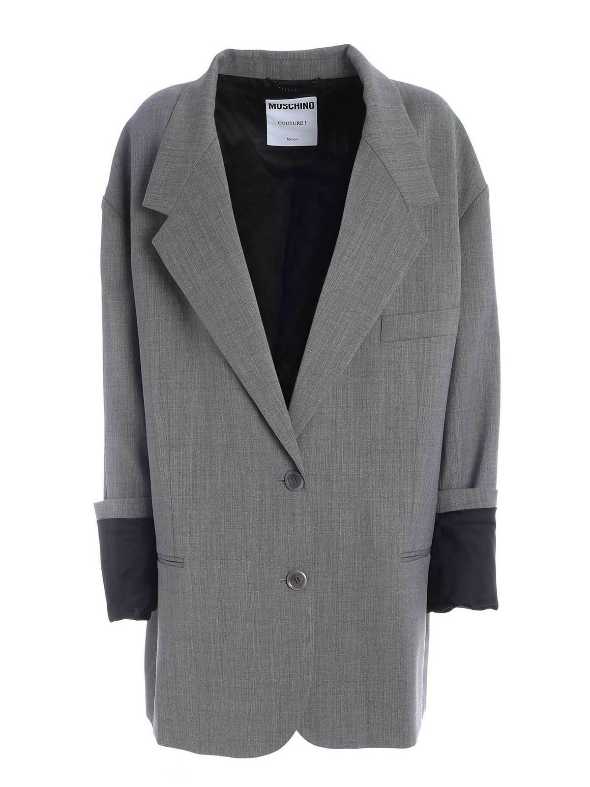 Maxi lapels oversize jacket in grey 052155430497 (MOSCHINO / ブレザー・ジャケット ) | MOSCHINO (モスキーノ)