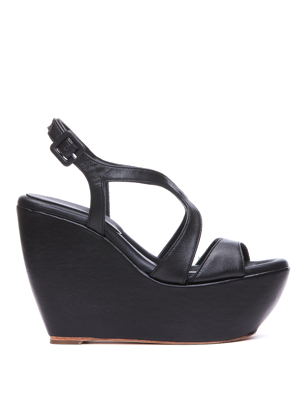 Wedge leather sandals with buckled closure 2001BLACK (PALOMA BARCELÓ / サンダル ) | PALOMA BARCELÓ (パロマバルセロ)