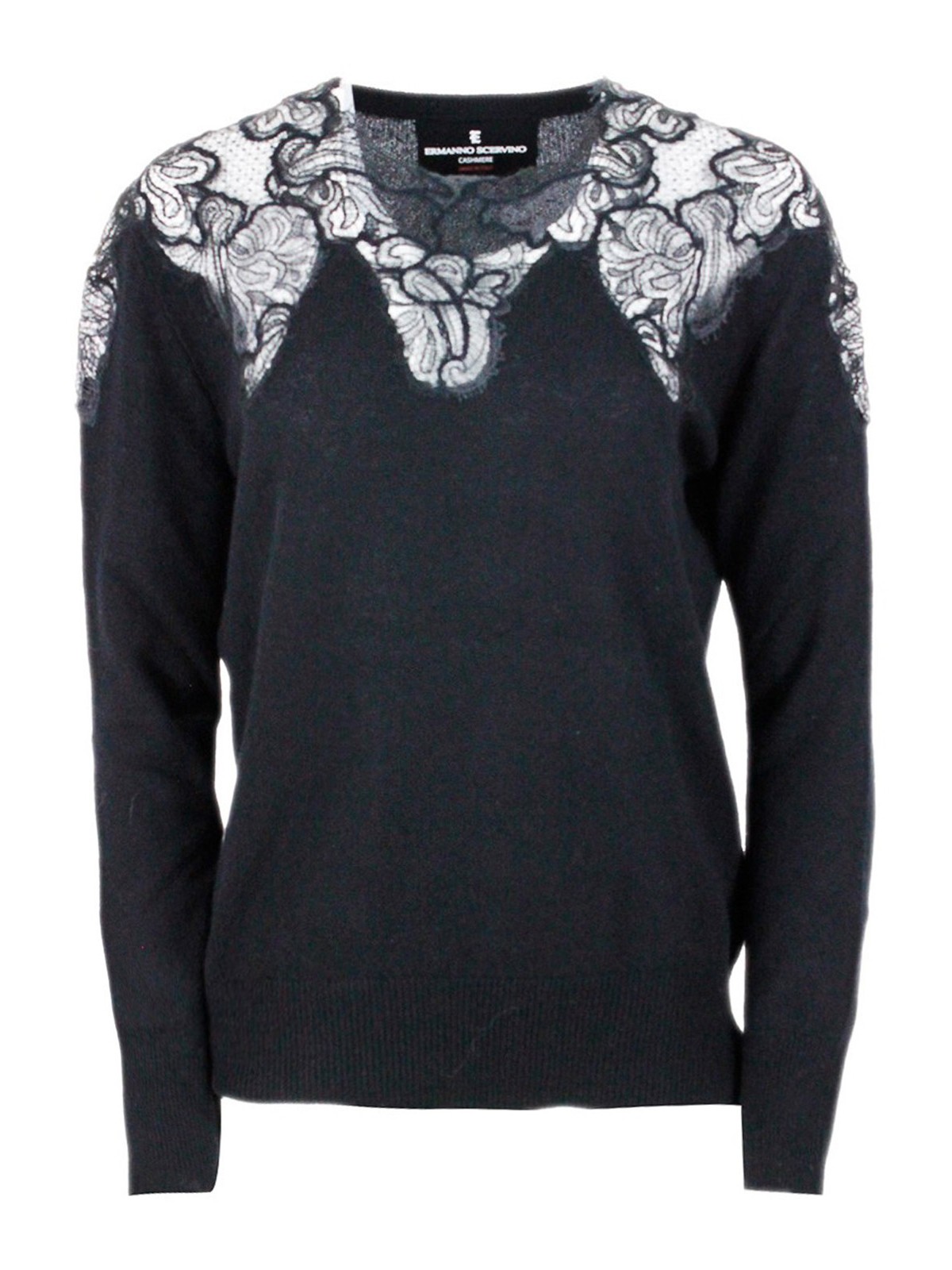 Lace trimmed cashmere sweater D415M300APPYUB4120 (ERMANNO SCERVINO / ニット・セーター・カーディガン ) | ERMANNO SCERVINO (エルマンノ シェルヴィーノ)