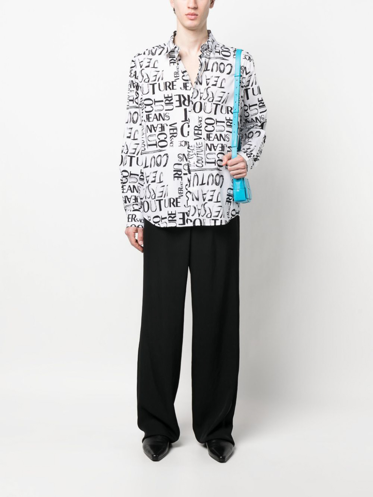 Flocked-logo long-sleeve shirt 74GAL2R2NS210003 (VERSACE JEANS COUTURE / シャツ・ブラウス ) | VERSACE JEANS COUTURE (ヴェルサーチェ ジーンズ クチュール)(1)