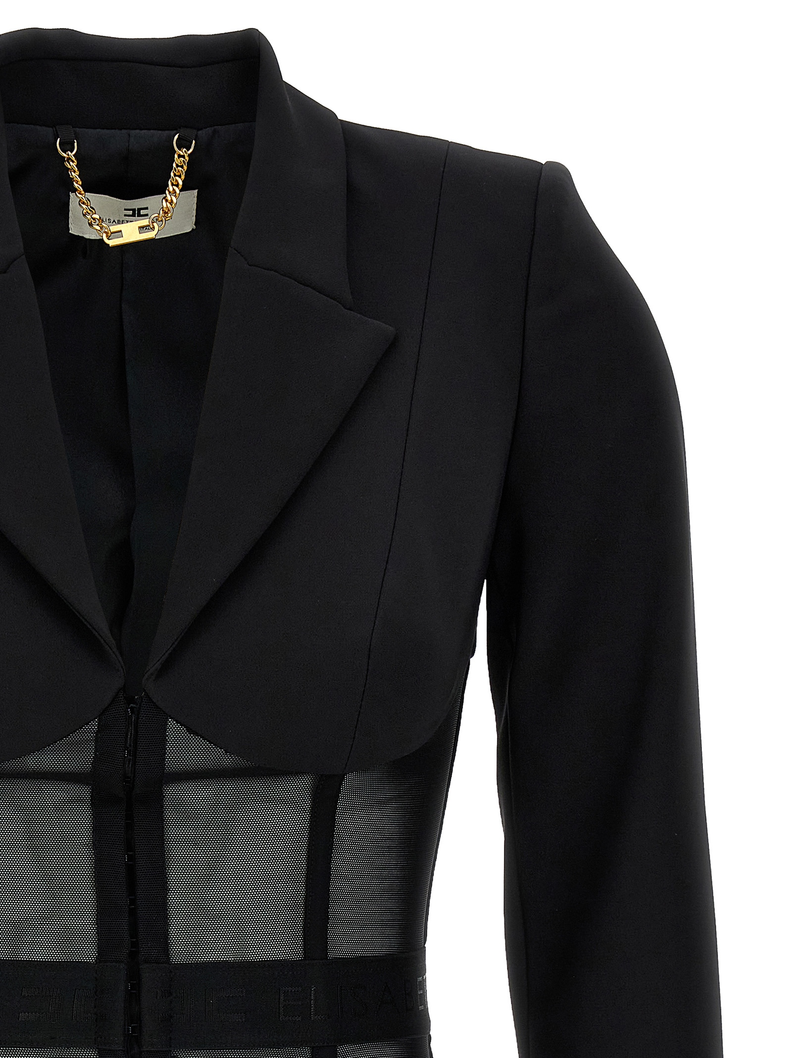 Crêpe and tulle blazer GI13151E2110 (Elisabetta Franchi / スーツ・ジャケット ) | Elisabetta Franchi (エリザベッタ フランキ)(2)