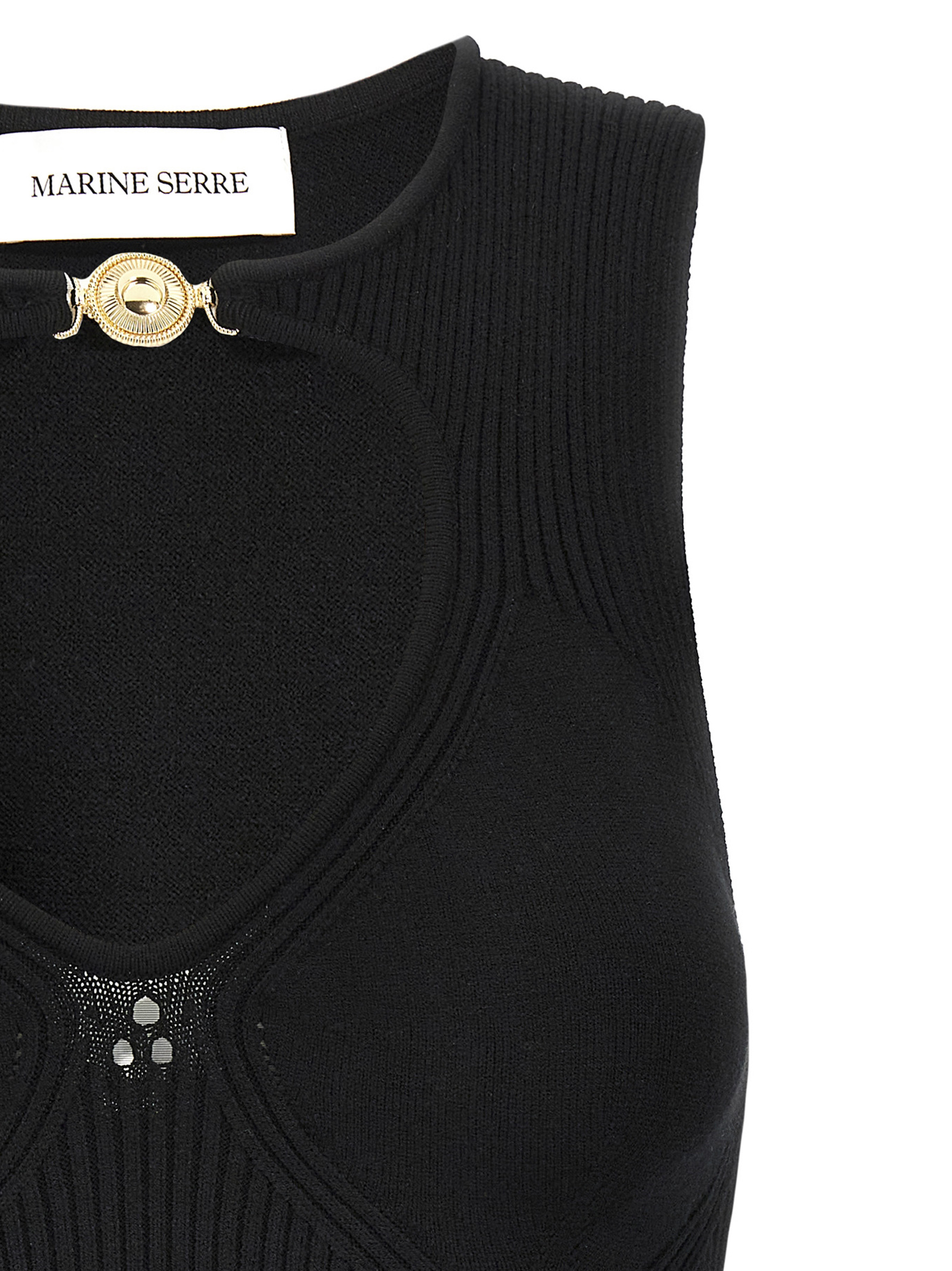 'Moon Jewelry Knit Open Neck' top WTK058ACKNI0514BK99 (MARINE SERRE / タンクトップ・キャミソール ) | MARINE SERRE (マリーン セル)(2)
