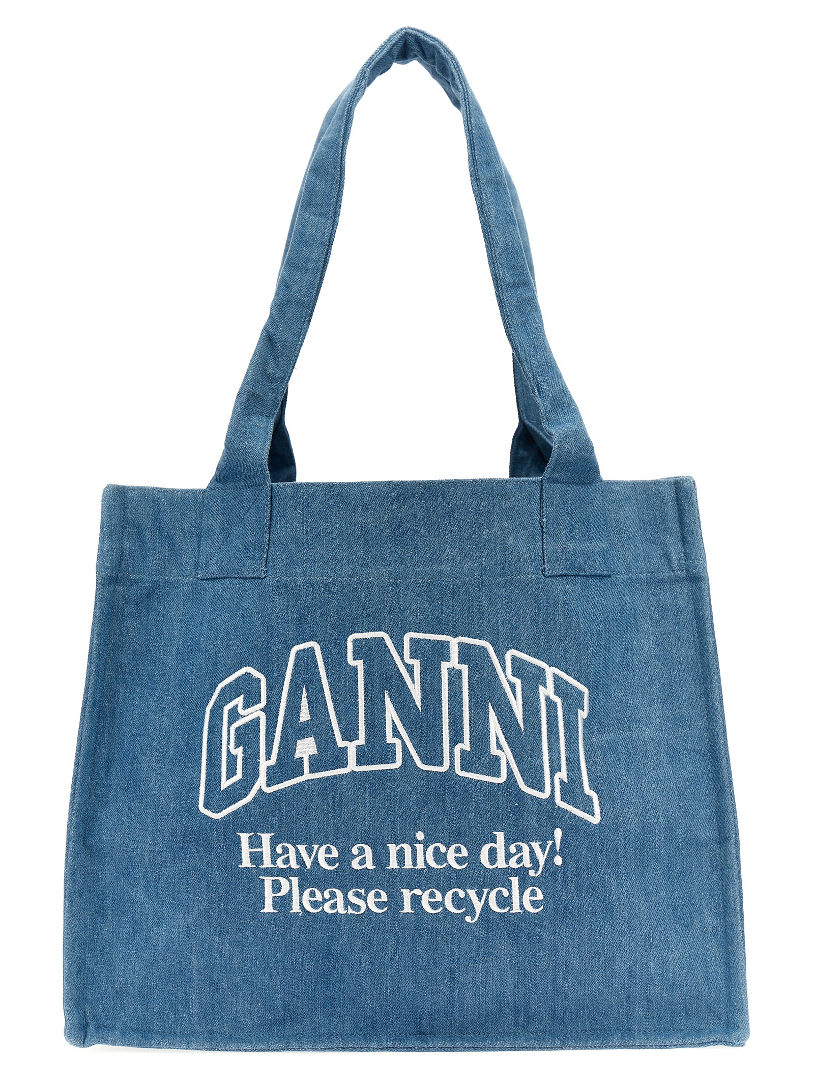 Logo embroidery denim shopping bag A5599630 (GANNI / トートバッグ ) | GANNI (ガニー)