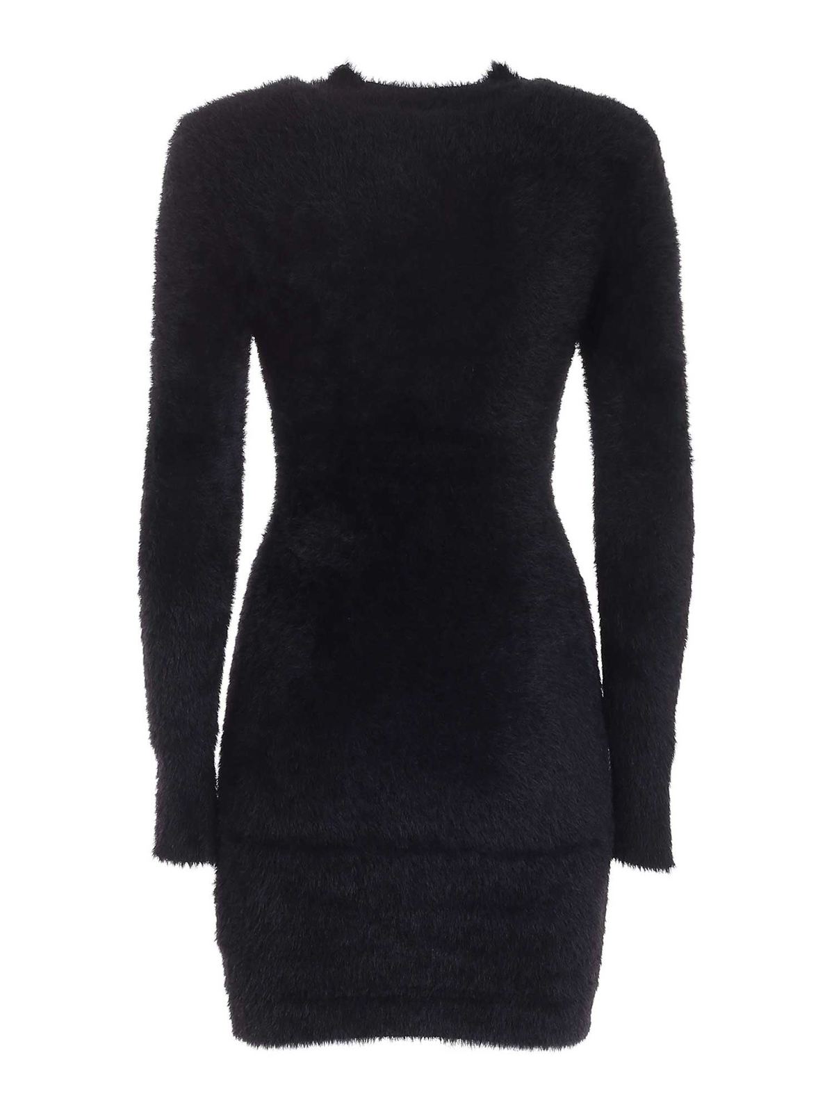 Teddy effect dress in black 71HAO822CM07H899 (VERSACE JEANS COUTURE / ワンピース・ドレス・オールインワン ) | VERSACE JEANS COUTURE (ヴェルサーチェ ジーンズ クチュール)(1)