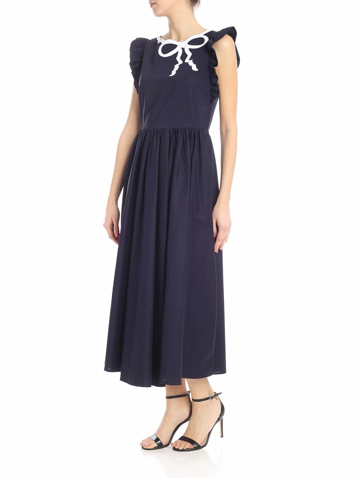 Sona dress in blue with white bow embroidery 91VP5687098 (VIVETTA / ワンピース・ドレス・オールインワン ) | VIVETTA (ヴィヴェッタ)(1)