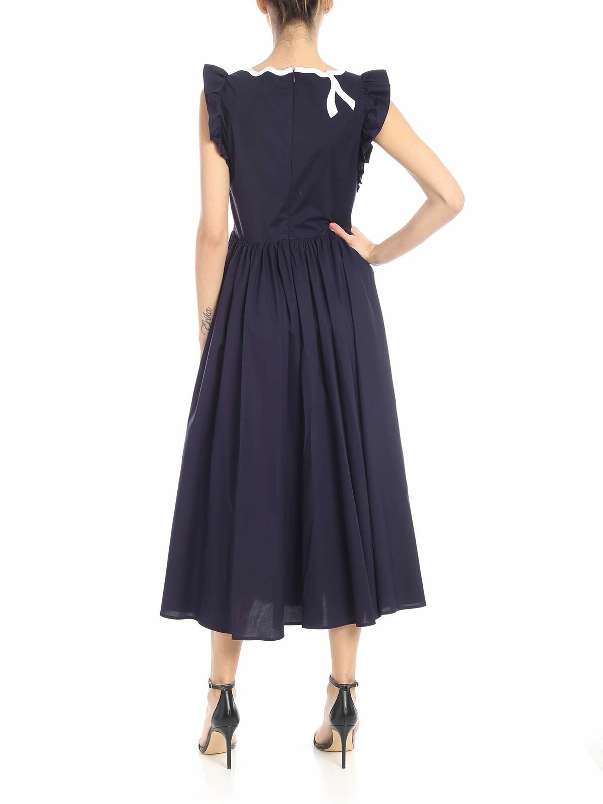 Sona dress in blue with white bow embroidery 91VP5687098 (VIVETTA / ワンピース・ドレス・オールインワン ) | VIVETTA (ヴィヴェッタ)(2)