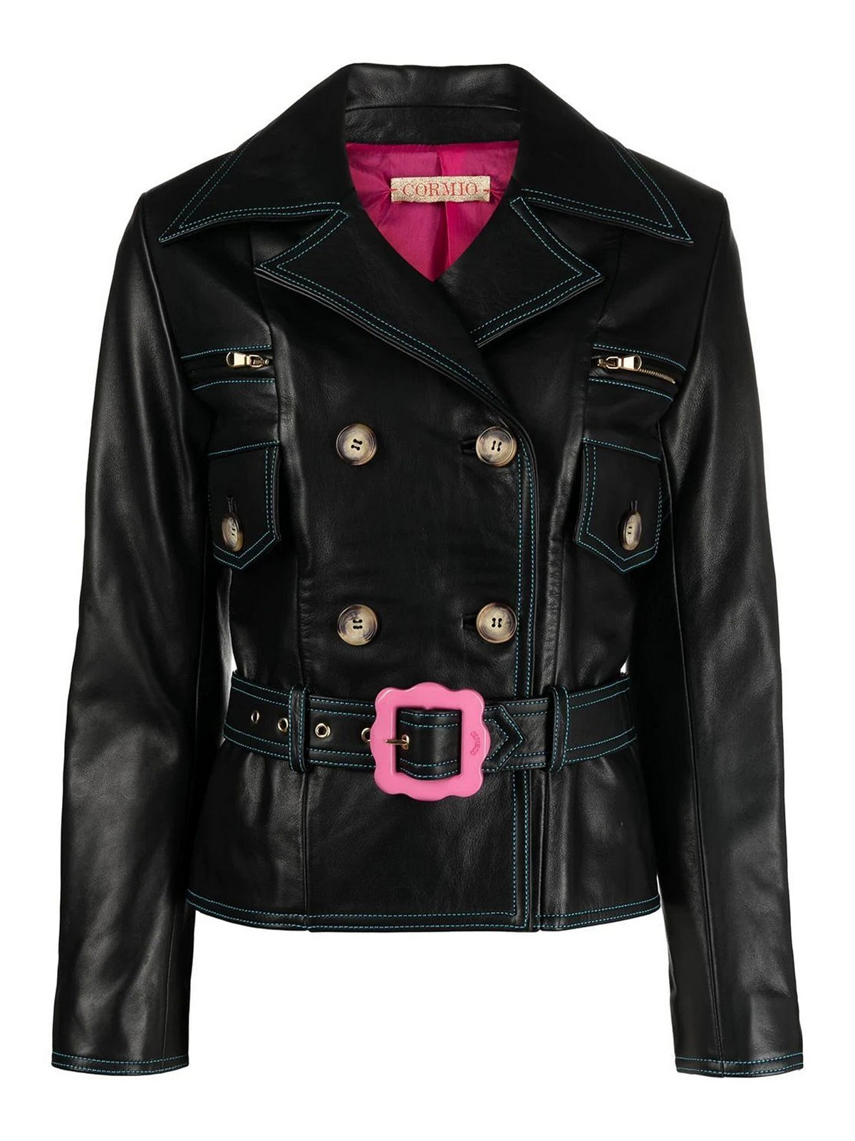 Florence double-breasted leather jacket FLORENCE20BLACK (CORMIO / レザー&ファージャケット・コート ) | CORMIO (コルミオ)