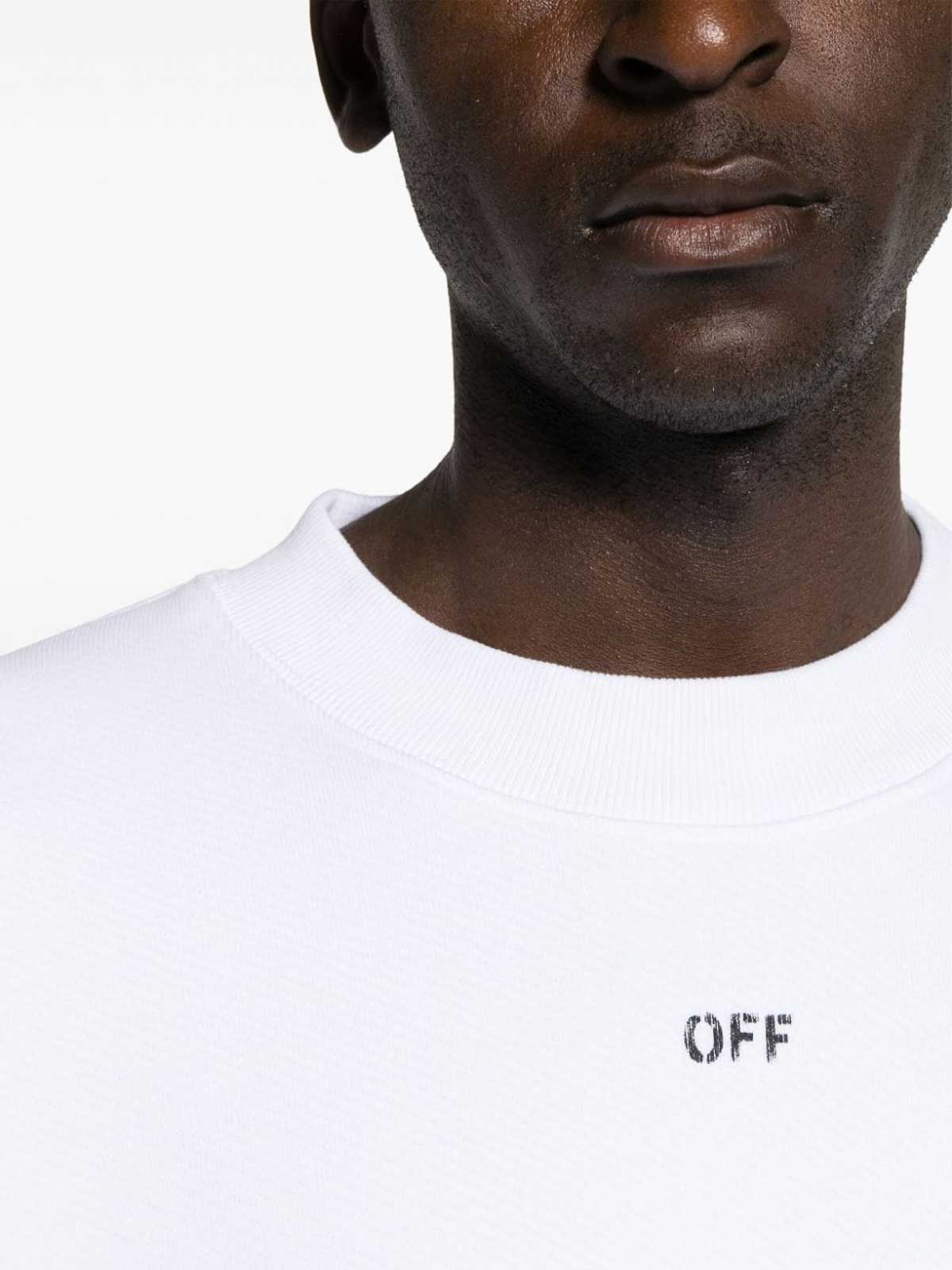 Embroidered-logo cotton sweatshirt OMBA054C99FLE0060110 (Off-White / スウェット・フーディー ) | Off-White (オフホワイト)(4)