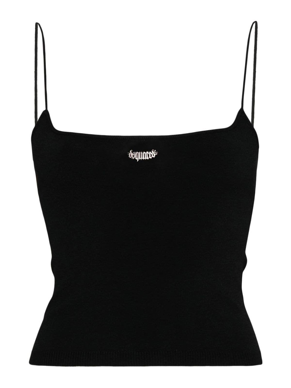 Logo-plaque knitted crop top S75HA1263S18435900 (Dsquared2 / タンクトップ・キャミソール ) | Dsquared2 (ディースクエアード)