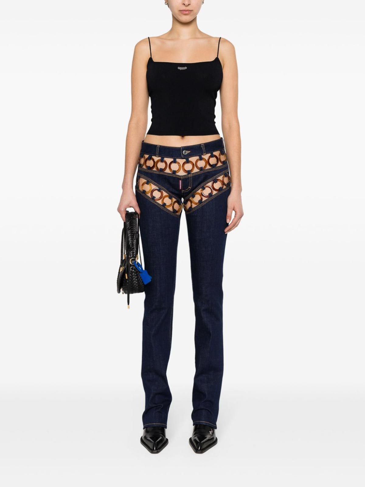 Logo-plaque knitted crop top S75HA1263S18435900 (Dsquared2 / タンクトップ・キャミソール ) | Dsquared2 (ディースクエアード)(1)