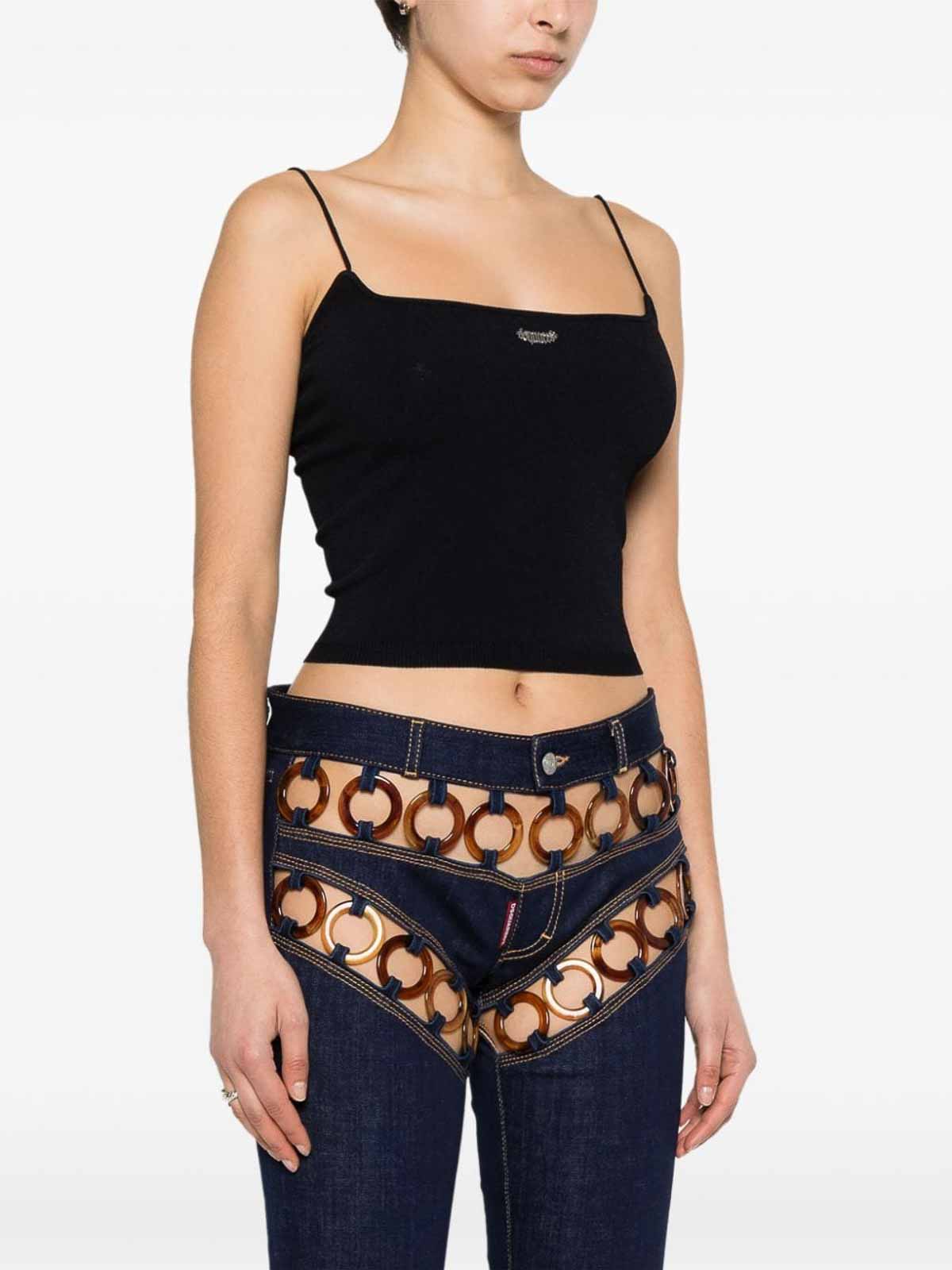 Logo-plaque knitted crop top S75HA1263S18435900 (Dsquared2 / タンクトップ・キャミソール ) | Dsquared2 (ディースクエアード)(3)