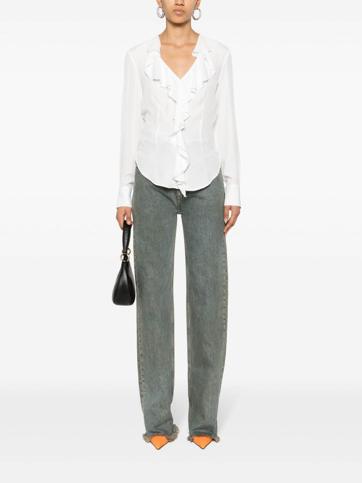 White Crepe Ruffled Dress RA4142T333214300 (BLUGIRL / ワンピース・ドレス・オールインワン ) | BLUGIRL (ブルーガール)(4)