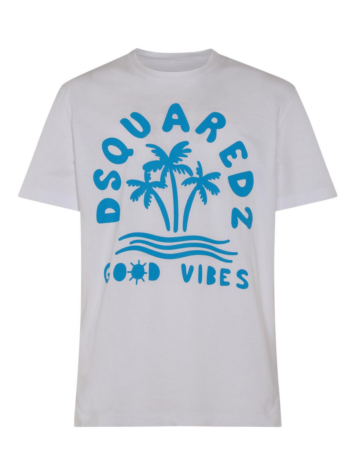 White And Light Blue Cotton T-Shirt S71GD1386S22507100 (Dsquared2 / Tシャツ・カットソー ) | Dsquared2 (ディースクエアード)