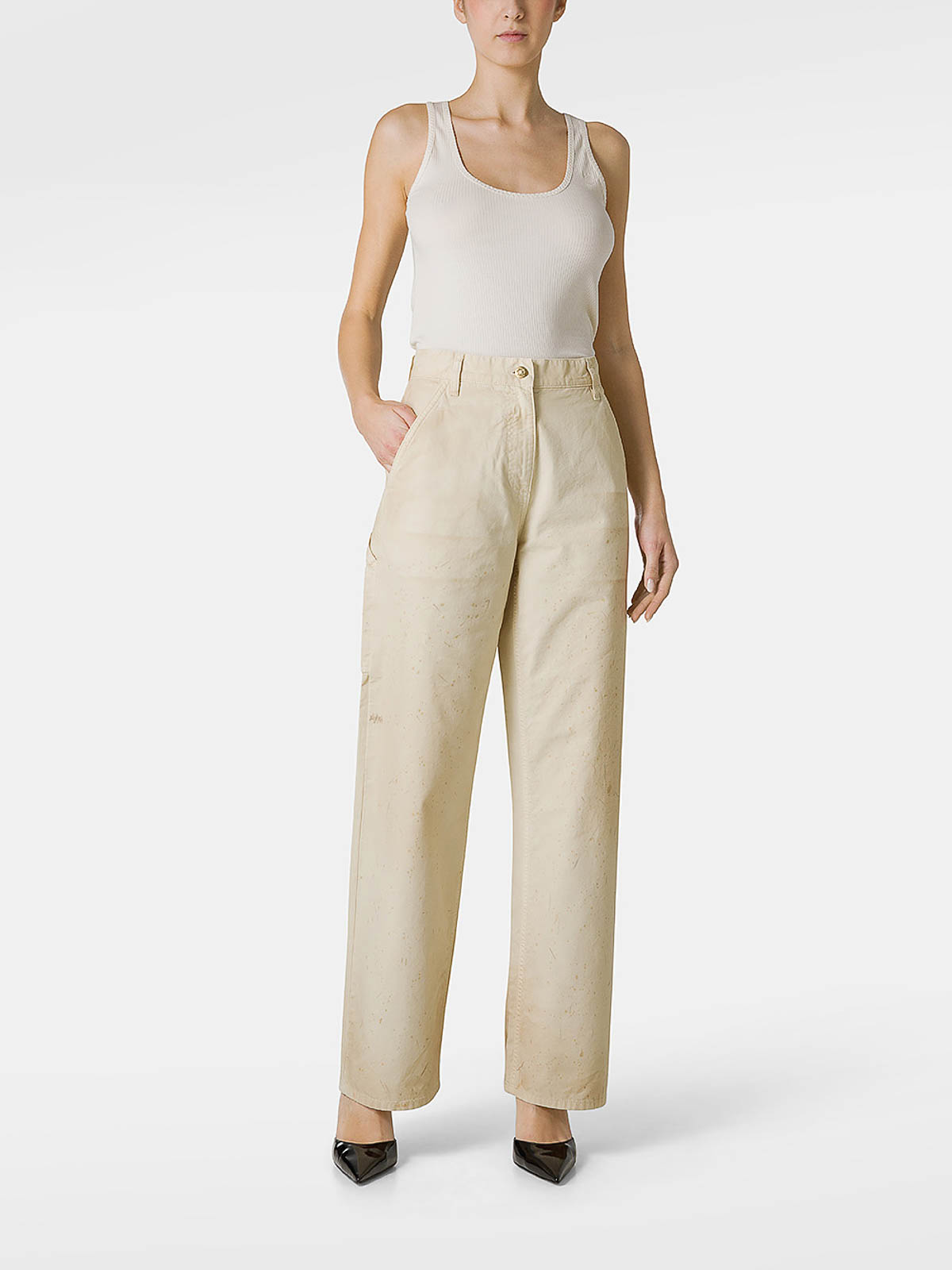 High-Waisted Wide-Leg Cotton Pants GWP01687P00148315103 (Golden Goose / パンツ ) | Golden Goose (ゴールデングース)(1)
