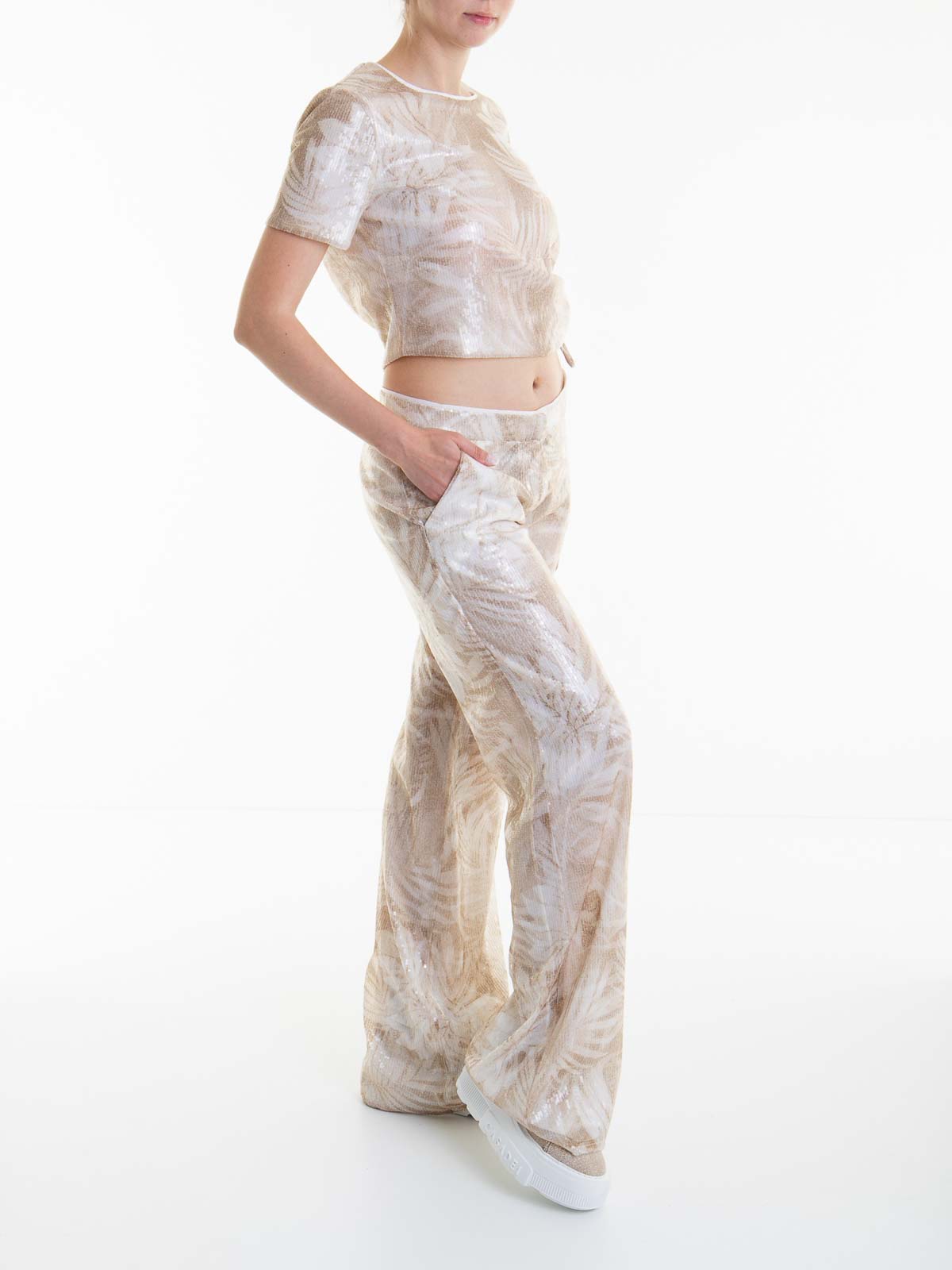 Round Neck Sequin Top D44EL027EB8MF183 (ERMANNO SCERVINO / Tシャツ・カットソー ) | ERMANNO SCERVINO (エルマンノ シェルヴィーノ)(1)