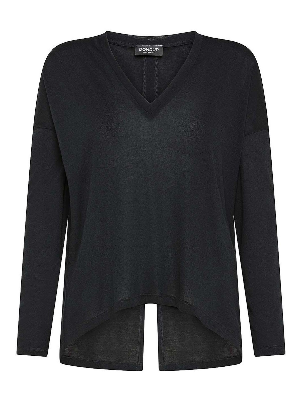 Viscose V-Neck T-Shirt With Chain Detail S993JF0337DHI9DD999 (DONDUP / Tシャツ・カットソー ) | DONDUP (ドンダップ)