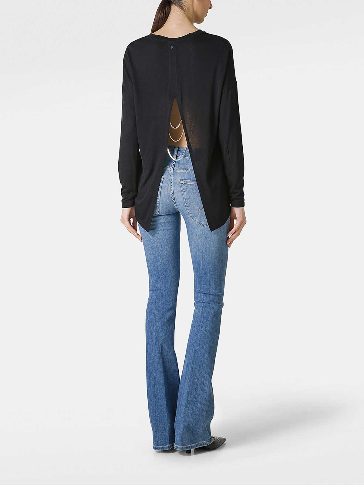 Viscose V-Neck T-Shirt With Chain Detail S993JF0337DHI9DD999 (DONDUP / Tシャツ・カットソー ) | DONDUP (ドンダップ)(2)