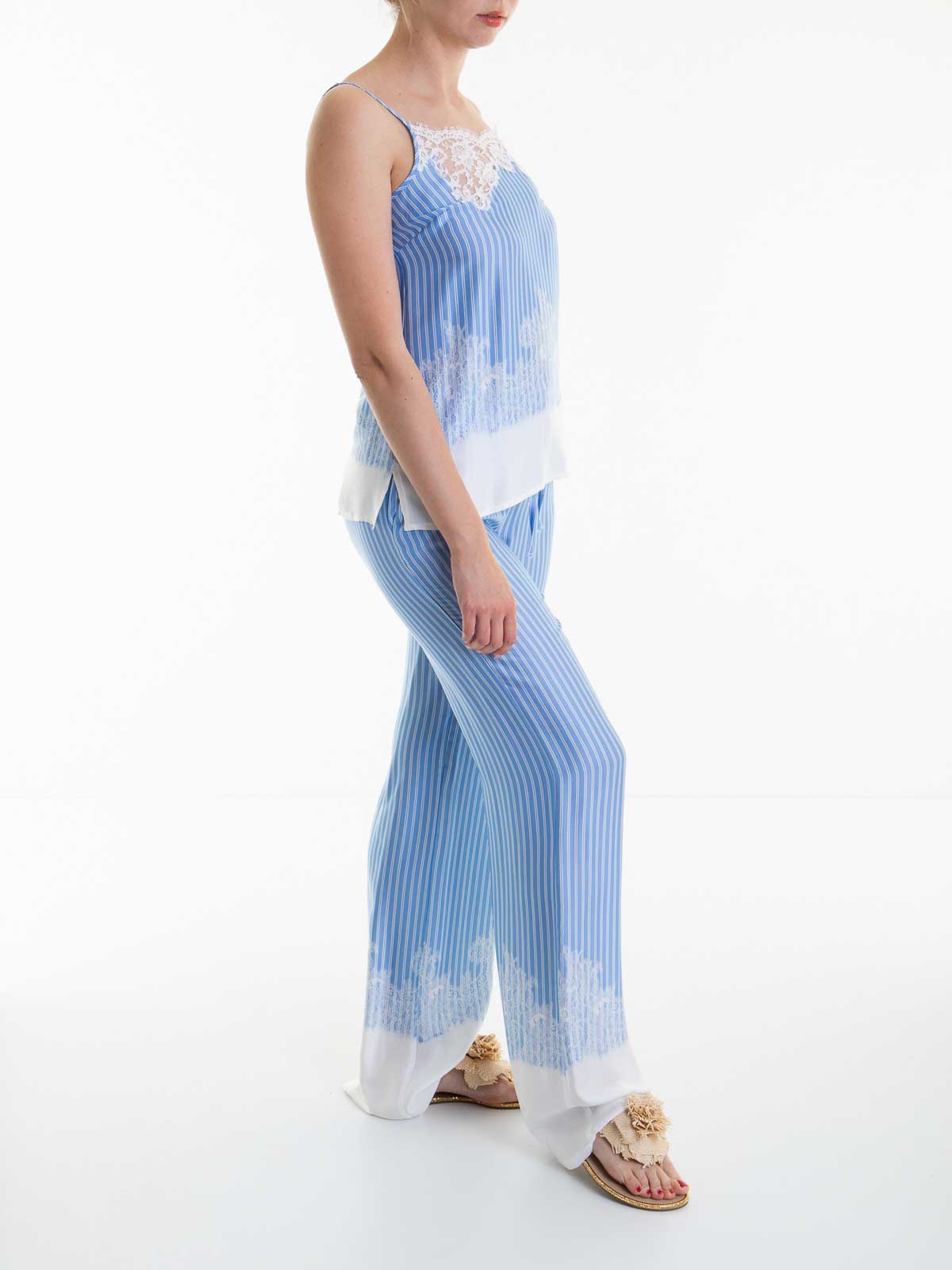 V Neck Sleeveless Striped Top D44EL043EC2MF759 (ERMANNO SCERVINO / タンクトップ・キャミソール ) | ERMANNO SCERVINO (エルマンノ シェルヴィーノ)(1)