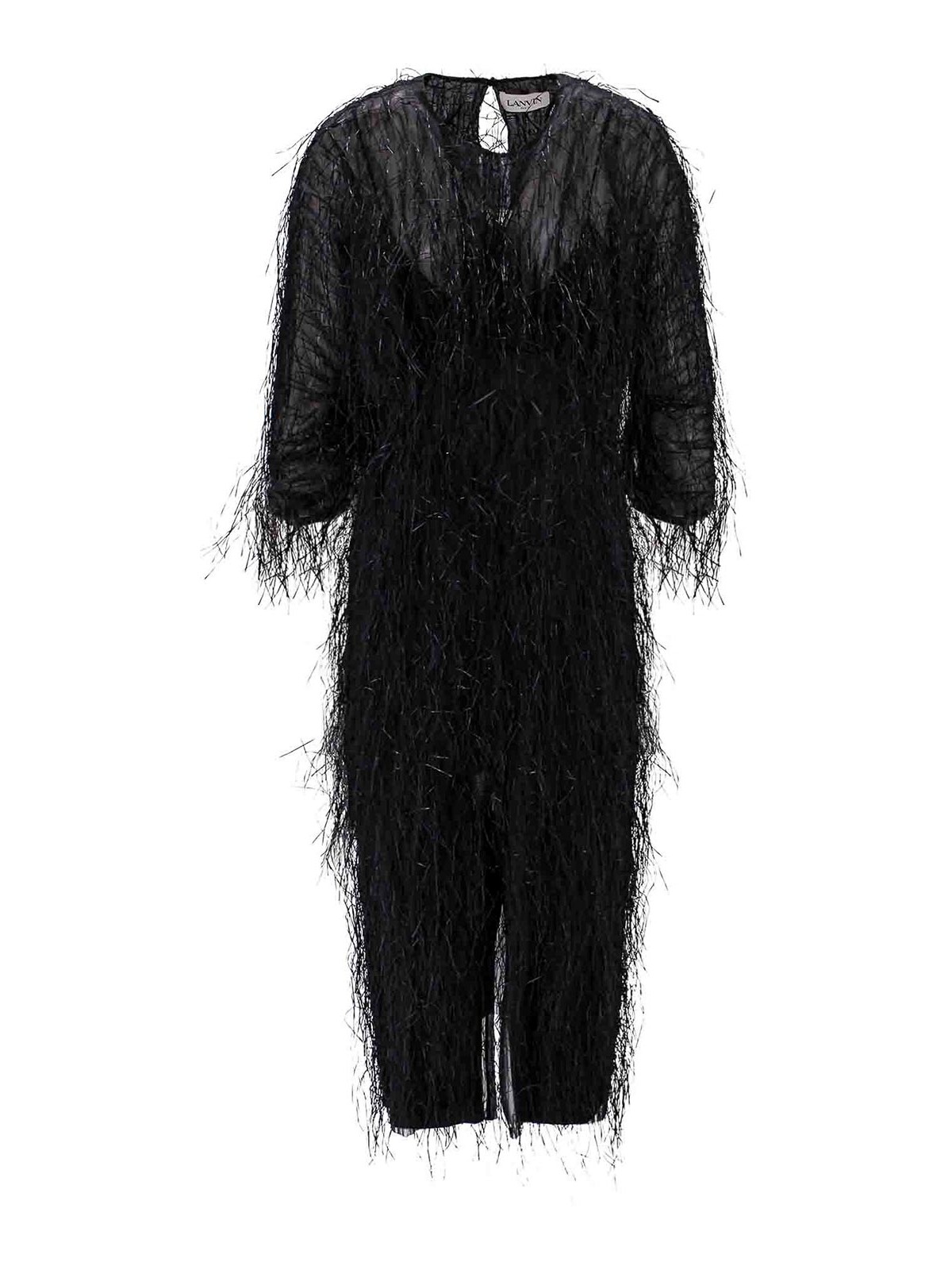 Viscose And Silk Dress With Rafia Details RWDR011257671010 (LANVIN / ワンピース・ドレス・オールインワン ) | LANVIN (ランバン)