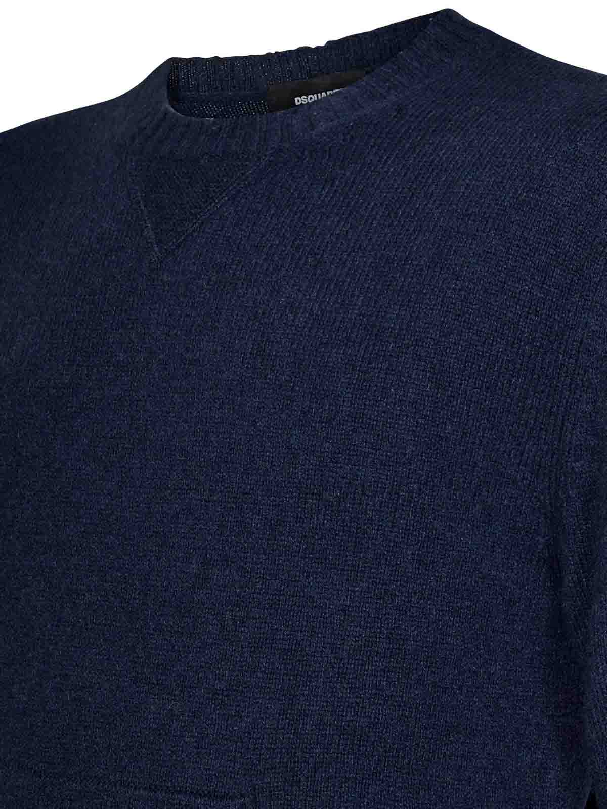 Navy Blue Wool And Cashmere Knit Sweater S71HA1322D13069486 (Dsquared2 / ニット・セーター・カーディガン ) | Dsquared2 (ディースクエアード)(2)