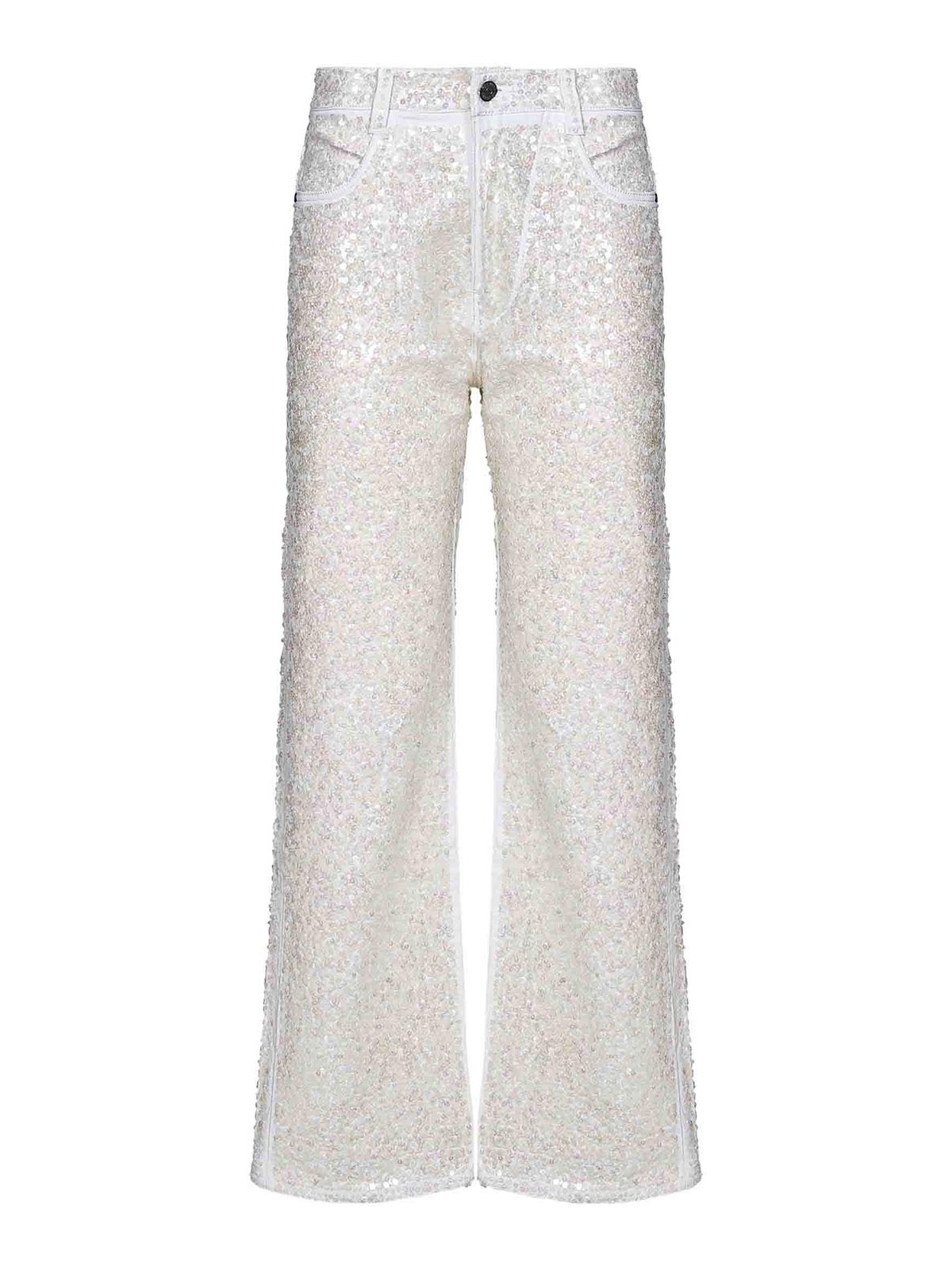 White Stretch Cotton Denim Straight-Leg Jeans D230726802 (P.A.R.O.S.H. / ジーンズ ) | P.A.R.O.S.H. (パロッシュ)