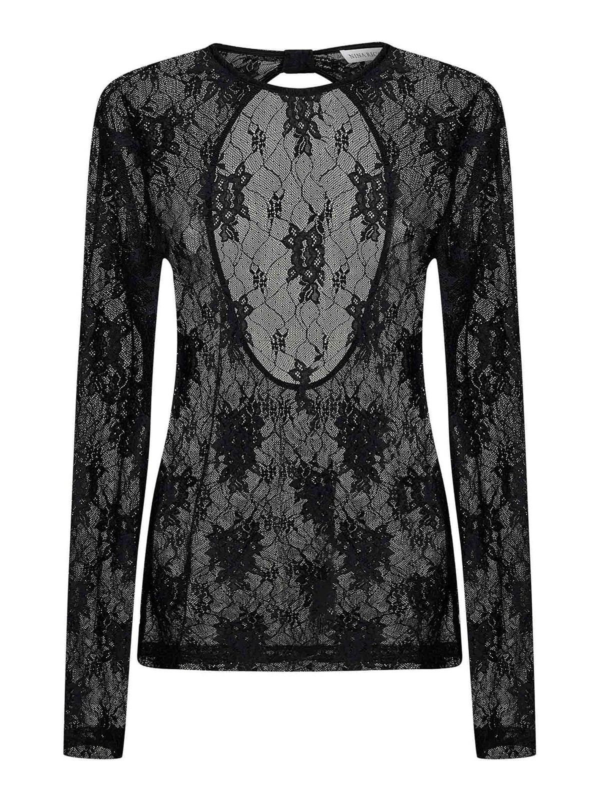 Black Lace Long-Sleeved Crewneck Top 24AJT0036PA0491U9000 (NINA RICCI / Tシャツ・カットソー ) | NINA RICCI (ニナ リッチ)