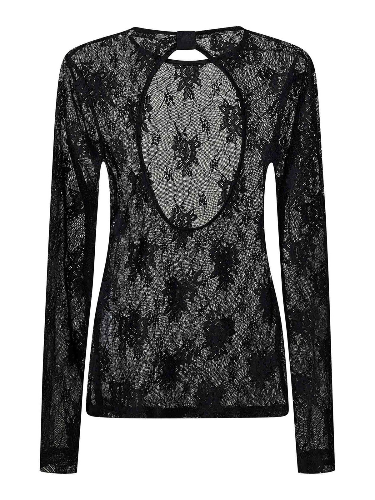 Black Lace Long-Sleeved Crewneck Top 24AJT0036PA0491U9000 (NINA RICCI / Tシャツ・カットソー ) | NINA RICCI (ニナ リッチ)(1)
