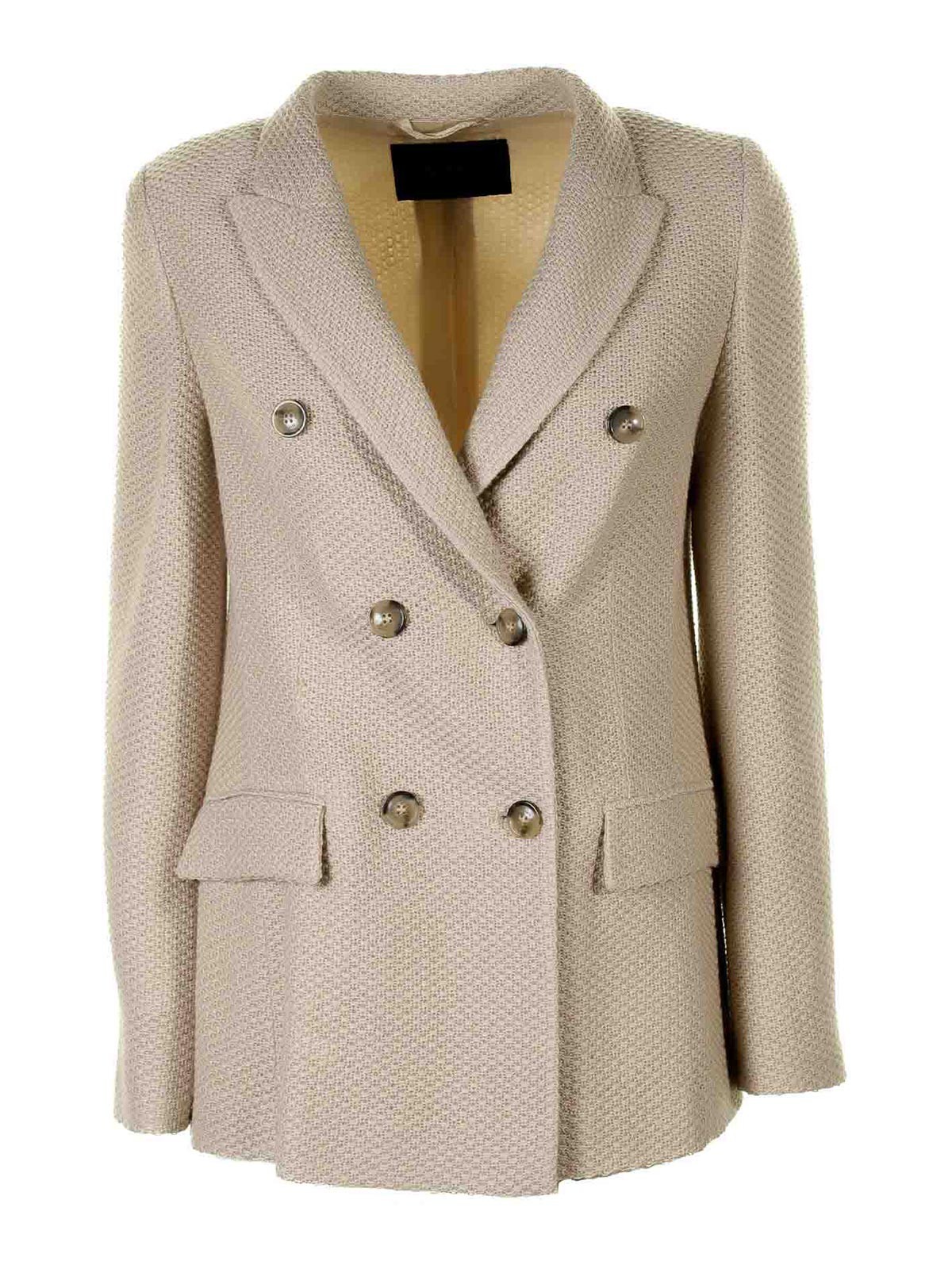 Beige Double-Breasted Knitted Jacket GI073675150950015 (SEVENTY / ブレザー・ジャケット ) | SEVENTY (セブンティ)