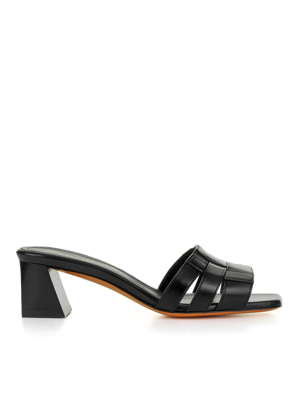 Black Leather Slipper WHNA70831HA3TACGN01 (Santoni / サンダル ) | Santoni (サントーニ)