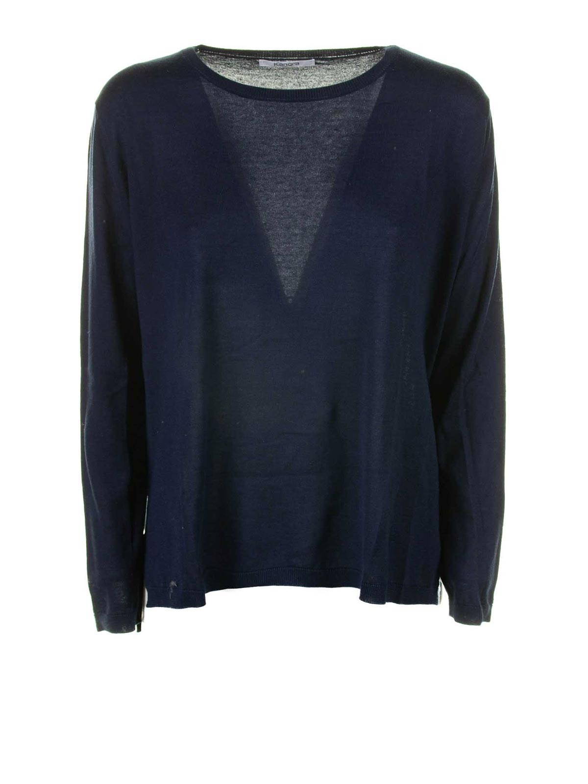Blue crew neck sweater in silk and cashmere 89930138 (Kangra / ニット・セーター・カーディガン ) | Kangra (カングラ)