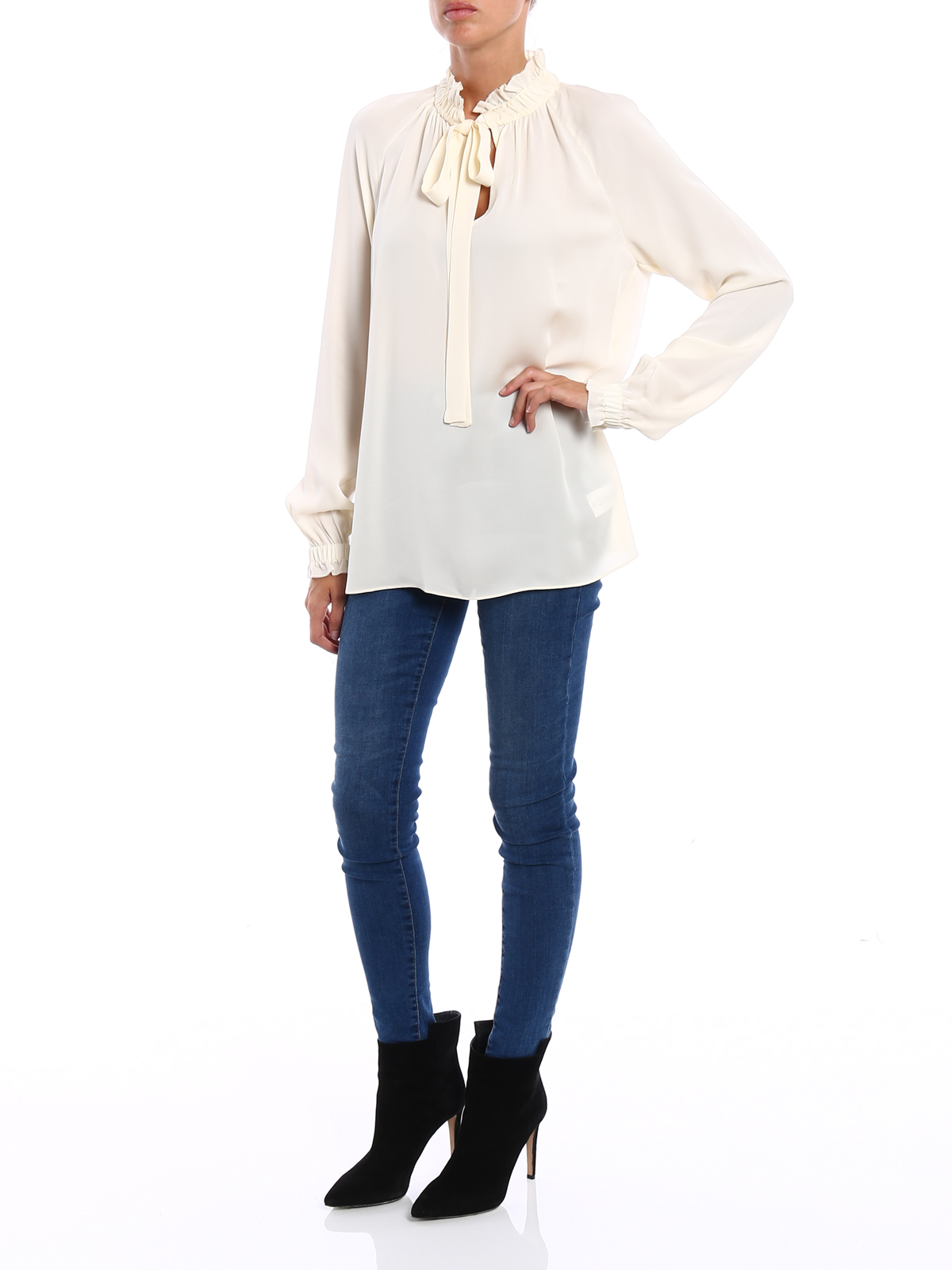 Silk gathered collar blouse MU74L6DVY0110 (MICHAEL KORS / シャツ・ブラウス ) | MICHAEL KORS (マイケル・コース)(1)